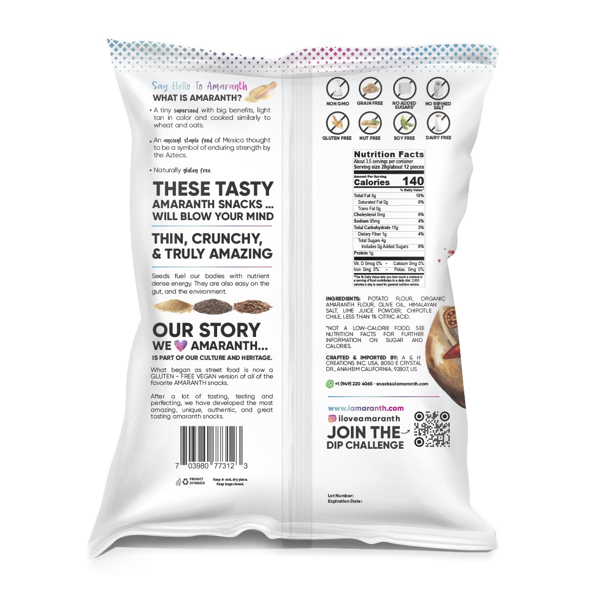 **Aranth Amaranth Chips - Chipotle with Himalayan Salt, Gluten Free & Vegan Healthy Snacks (Pack of 3) - Perfect for On-the-Go, Keto Diet, and Movie Nights**