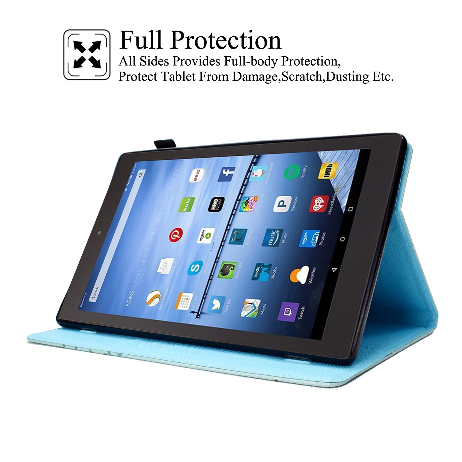 Premium PU Leather Kindle Fire HD 10 Case with Card Slots & Auto Wake/Sleep - Compatible with 9th/7th/5th Gen (2019/2017/2015) - Big Butterfly Design - Perfect for Reading, Traveling & Daily Protection