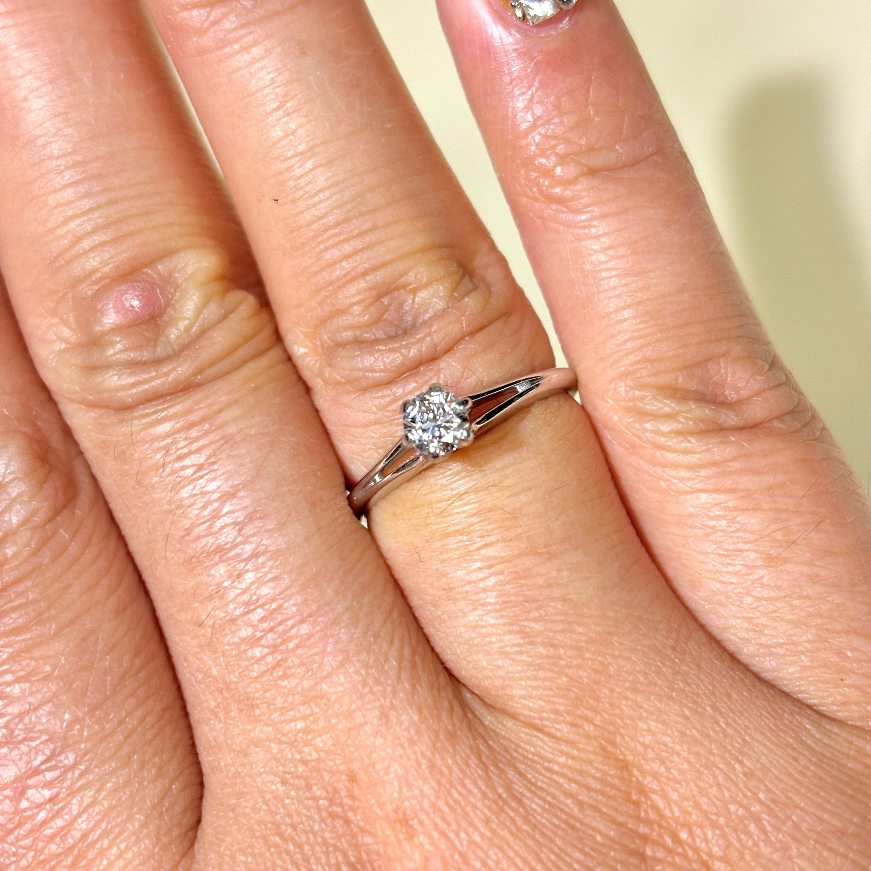 18K White Gold Diamond Ring - 0.32 Carat Round Cut Solitaire Engagement Ring | Size 6 | Perfect for Proposals, Anniversaries & Special Occasions