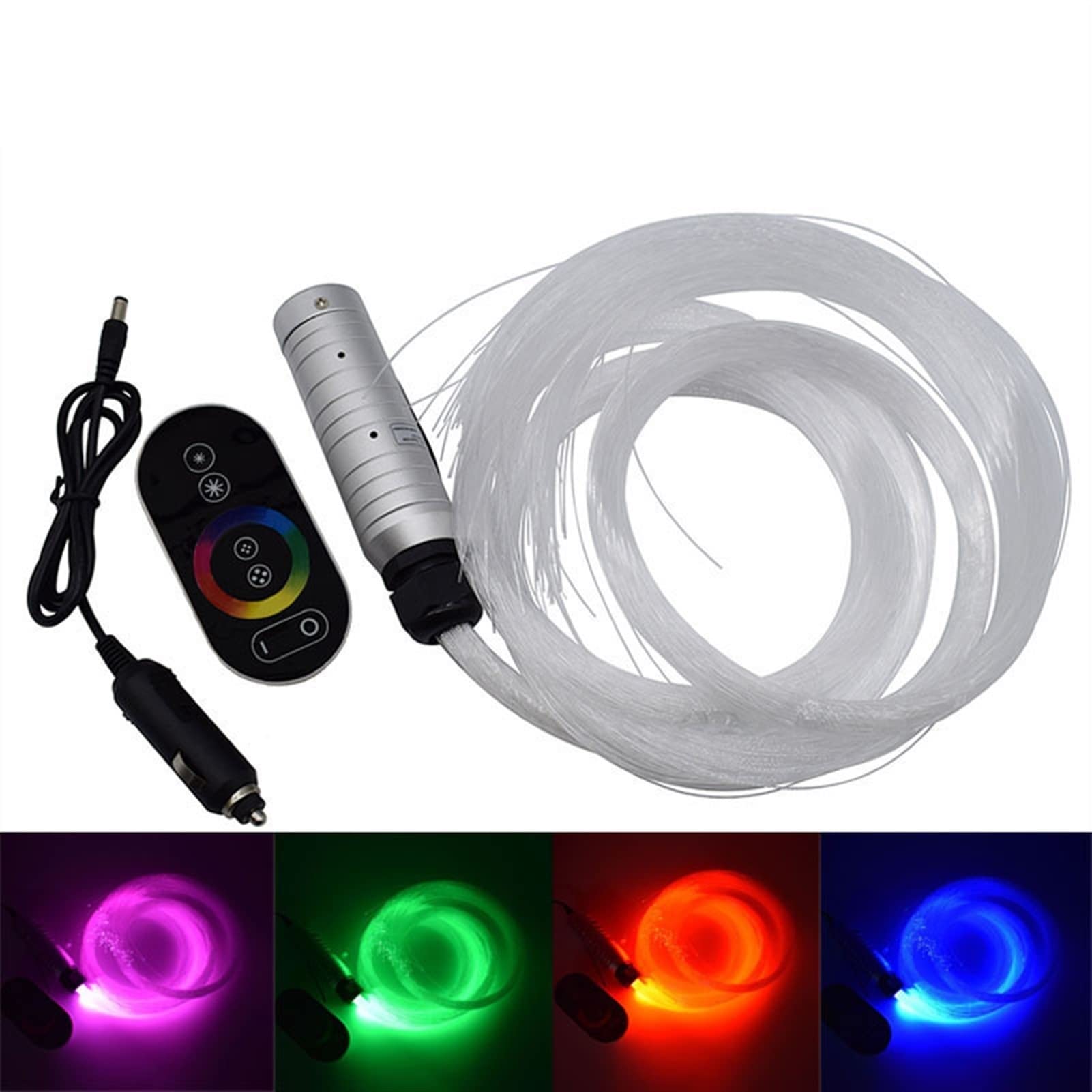 SYMFY RGB LED Fiber Optic Star Light Kit - 6W DC12V Car Roof & Home Ceiling Lights with PMMA End Glow Cable - Perfect for Car Interior Decoration, Bedroom Star Projector, and Home Theater Lighting Effects