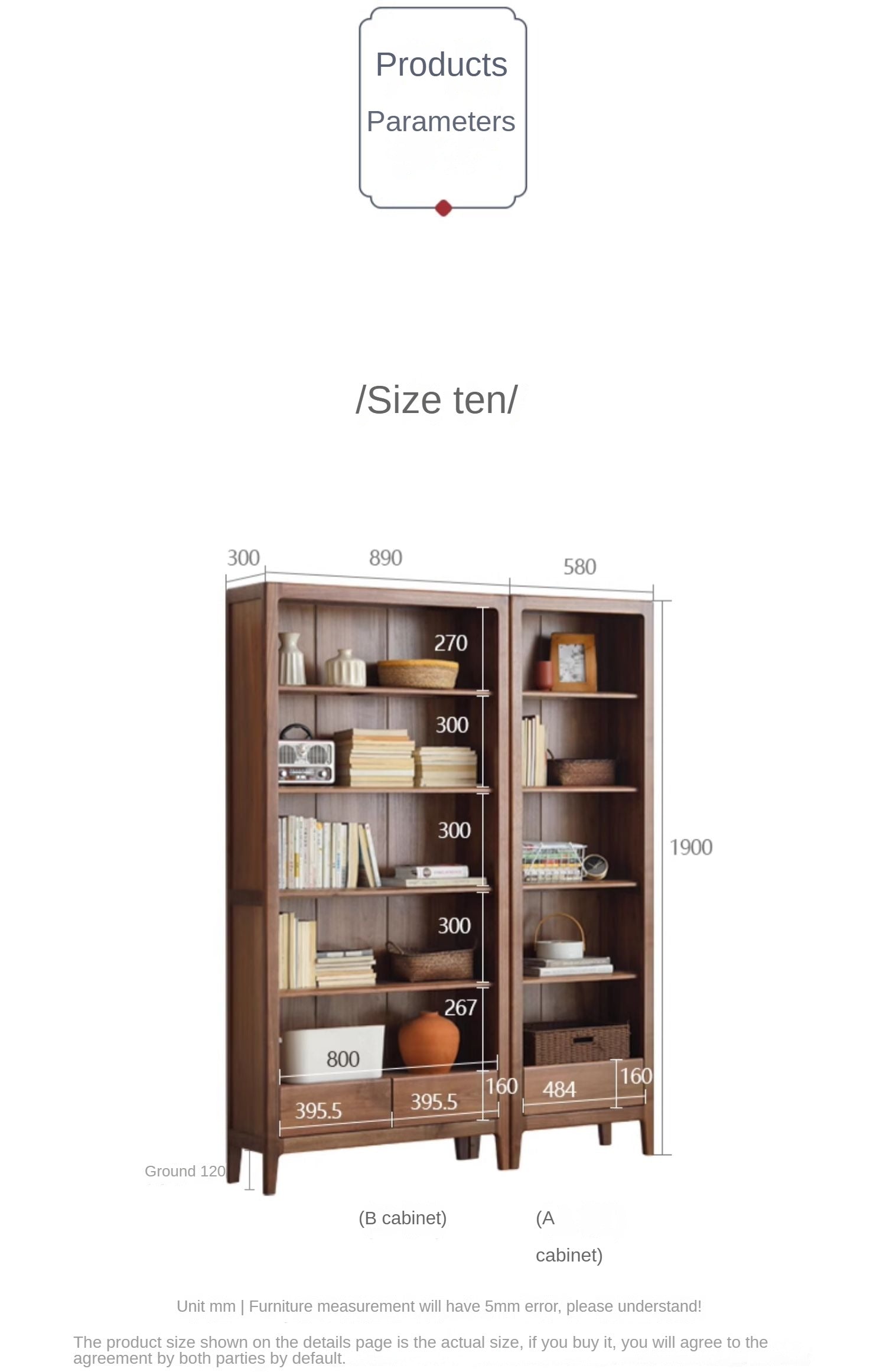 Premium Black Walnut Solid Wood Bookcase - Customizable Modular Bookshelf for Home Office, Living Room & Library Storage | Durable & Stylish Furniture for Books, Decor & Display