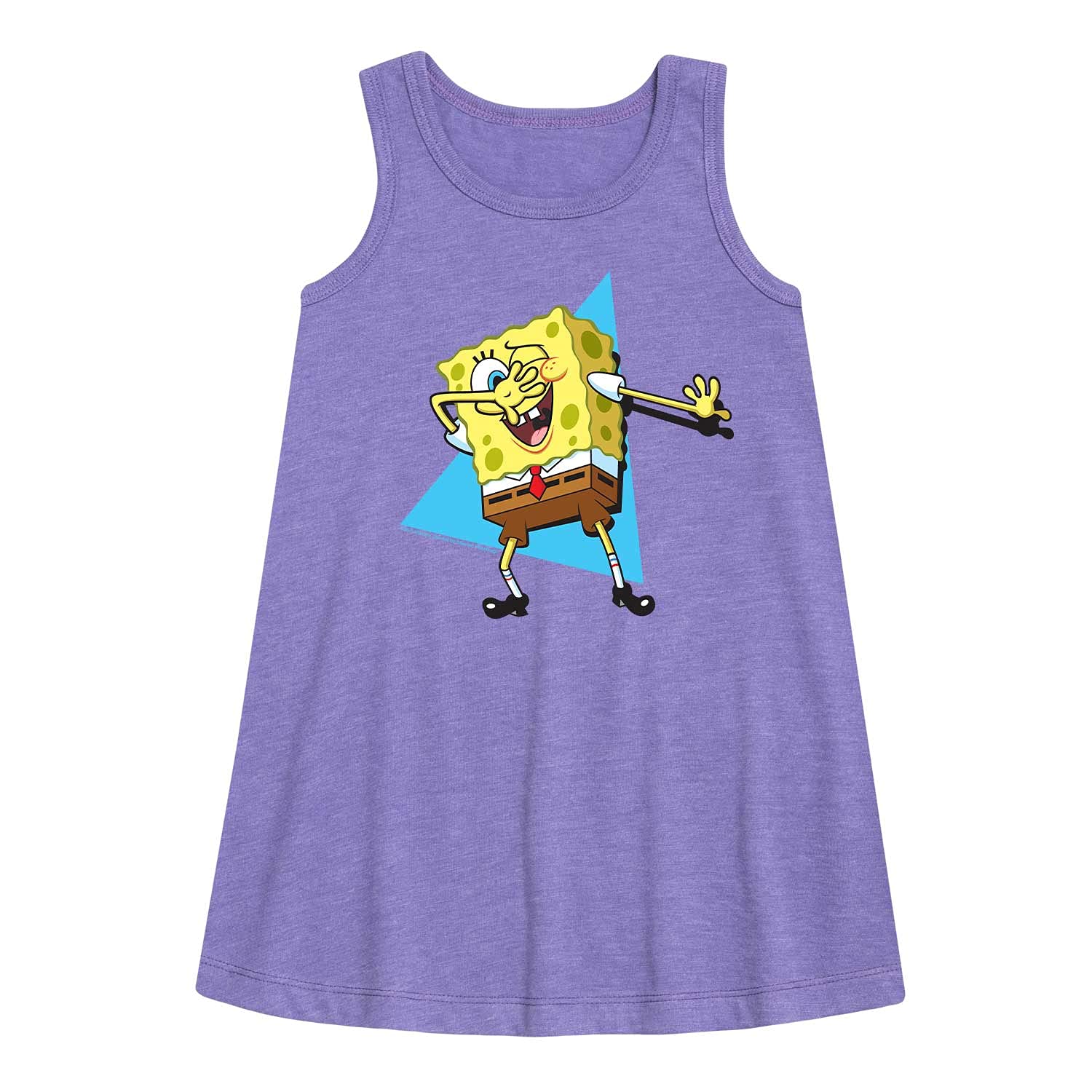 Spongebob Squarepants Dab Print A-Line Dress for Toddler & Youth Girls | Cute Cartoon Character Outfit for Birthday, Cosplay & Daily Wear