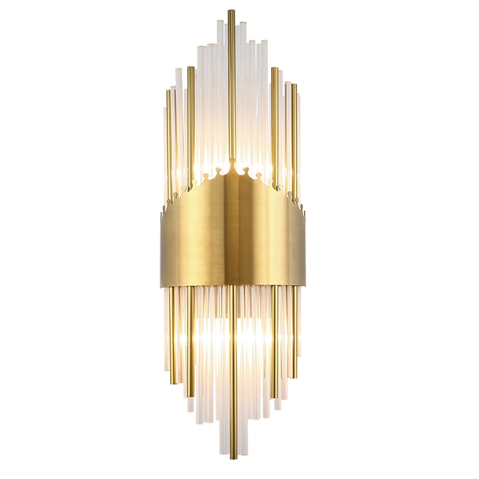 Crystal Wall Sconce Light Fixture - Gold Brass Base Modern Lamp for Bedroom, Living Room, Hallway Decor - Perfect for Ambient Lighting & Home Interior Design
