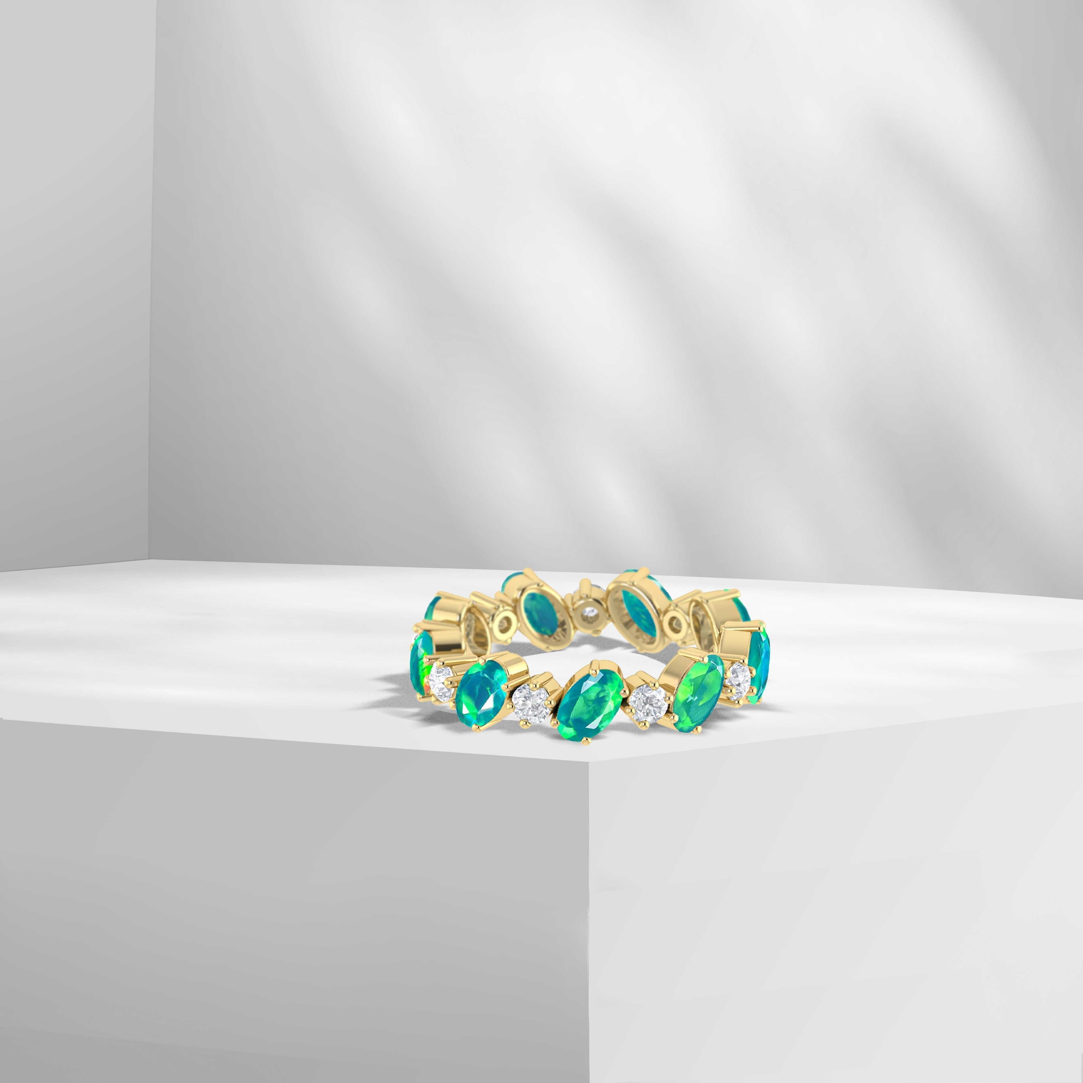 Blue Fire Oval Faceted Opal Ring for Women | Sterling Silver Gemstone Jewelry | Elegant Gift for Birthday, Anniversary & Special Occasions