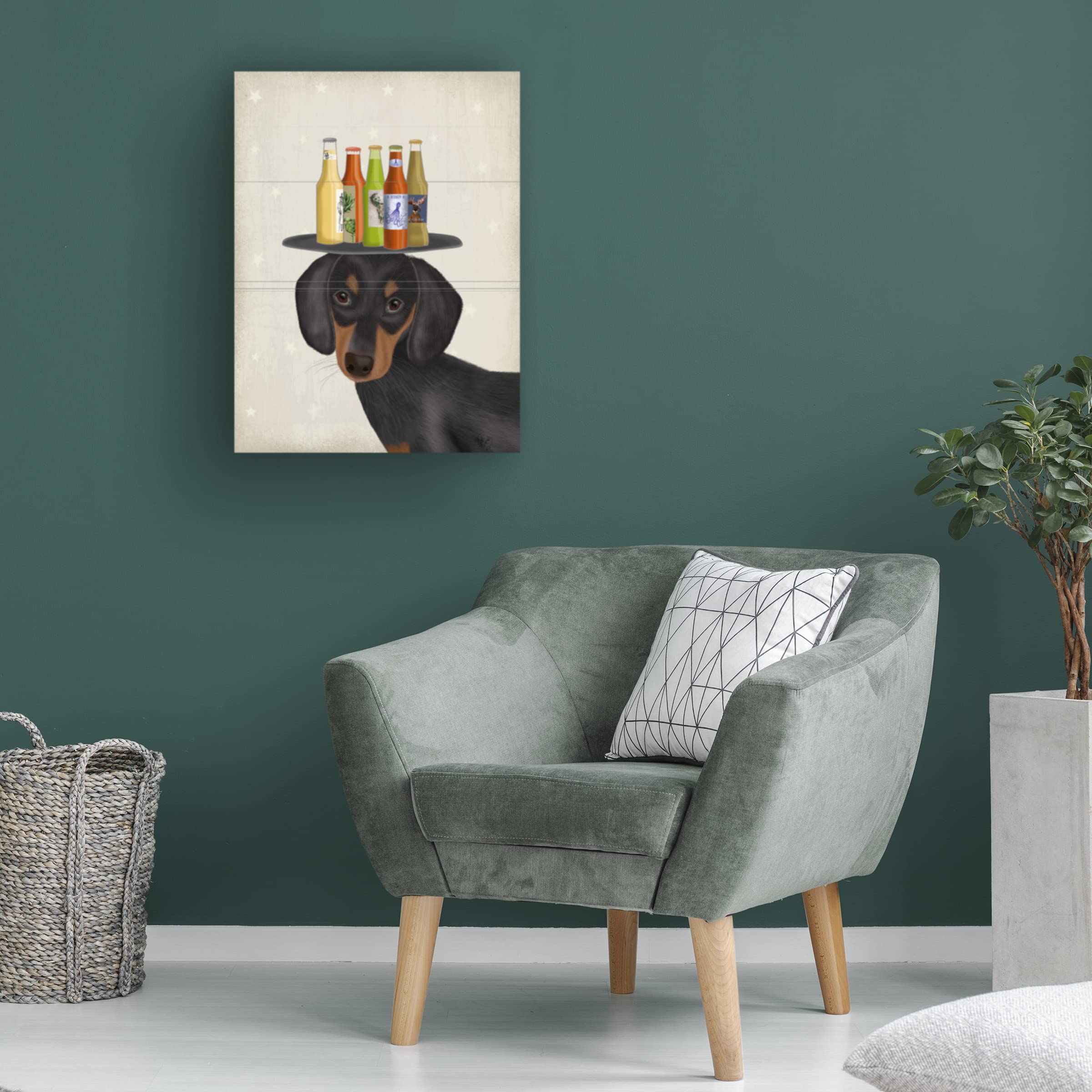 Trademark Fine Art 'Dachshund Beer Lover' Canvas Wall Art by Fab Funky - Perfect for Home Bar Decor, Man Cave, or Dog Lover Gifts
