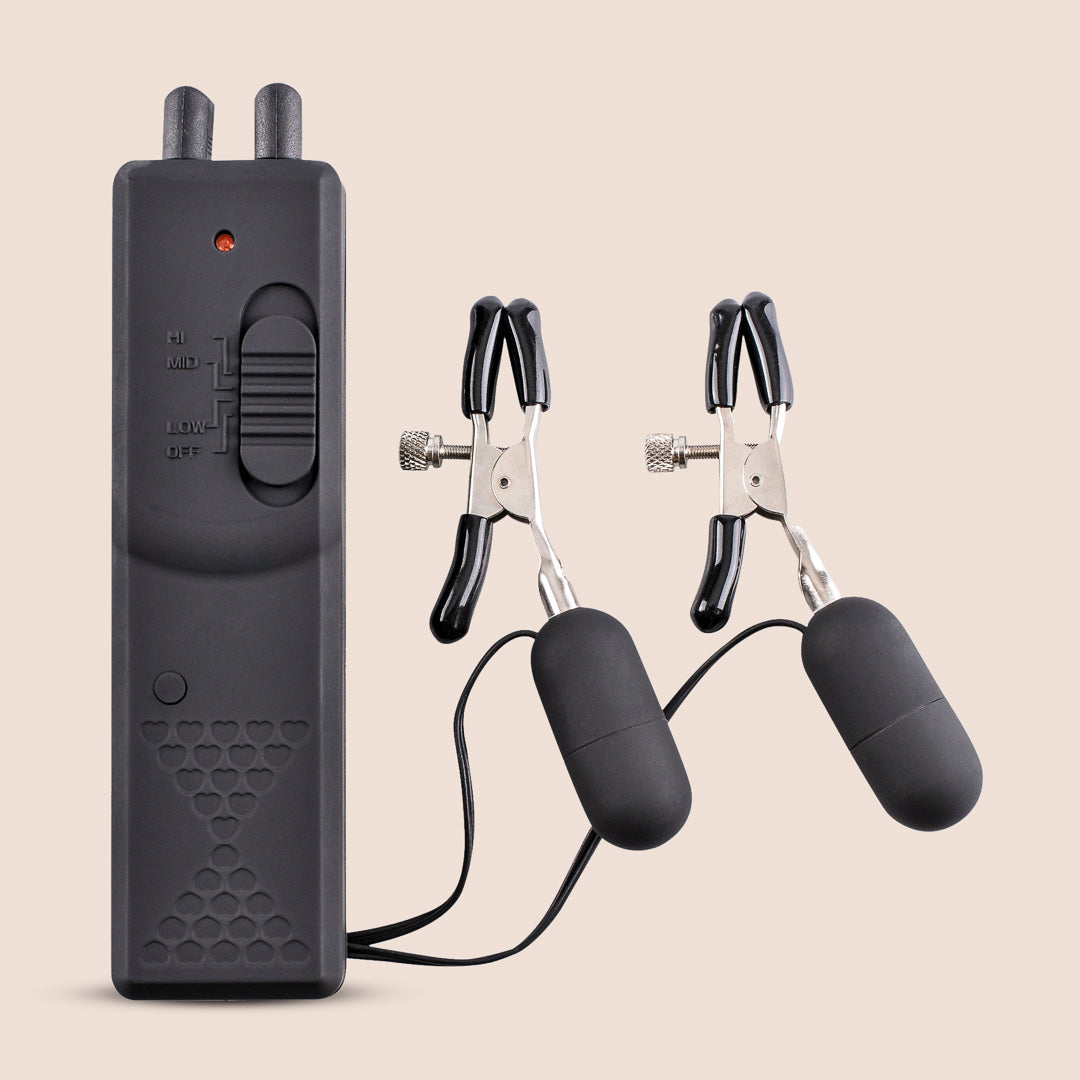 Sensual Nipple Clamps with Vibration - Adjustable Pinching Pleasure for BDSM & Couples Play - Perfect for Roleplay, Spice Up Your Intimate Moments