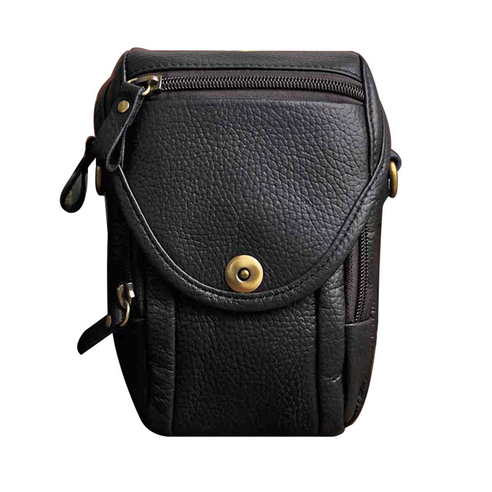 Premium Genuine Leather Phone Pouch - Slim Belt Bag & Crossbody Shoulder Bag for Men & Women (Black) - Perfect for Travel, Work, and Everyday Use