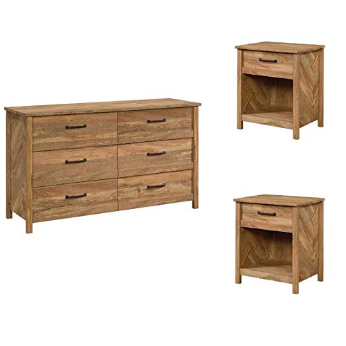 Home Square 3-Piece Bedroom Set with Dresser & 2 Nightstands in Sindoori Mango Finish - Complete Bedroom Furniture for Master & Guest Rooms