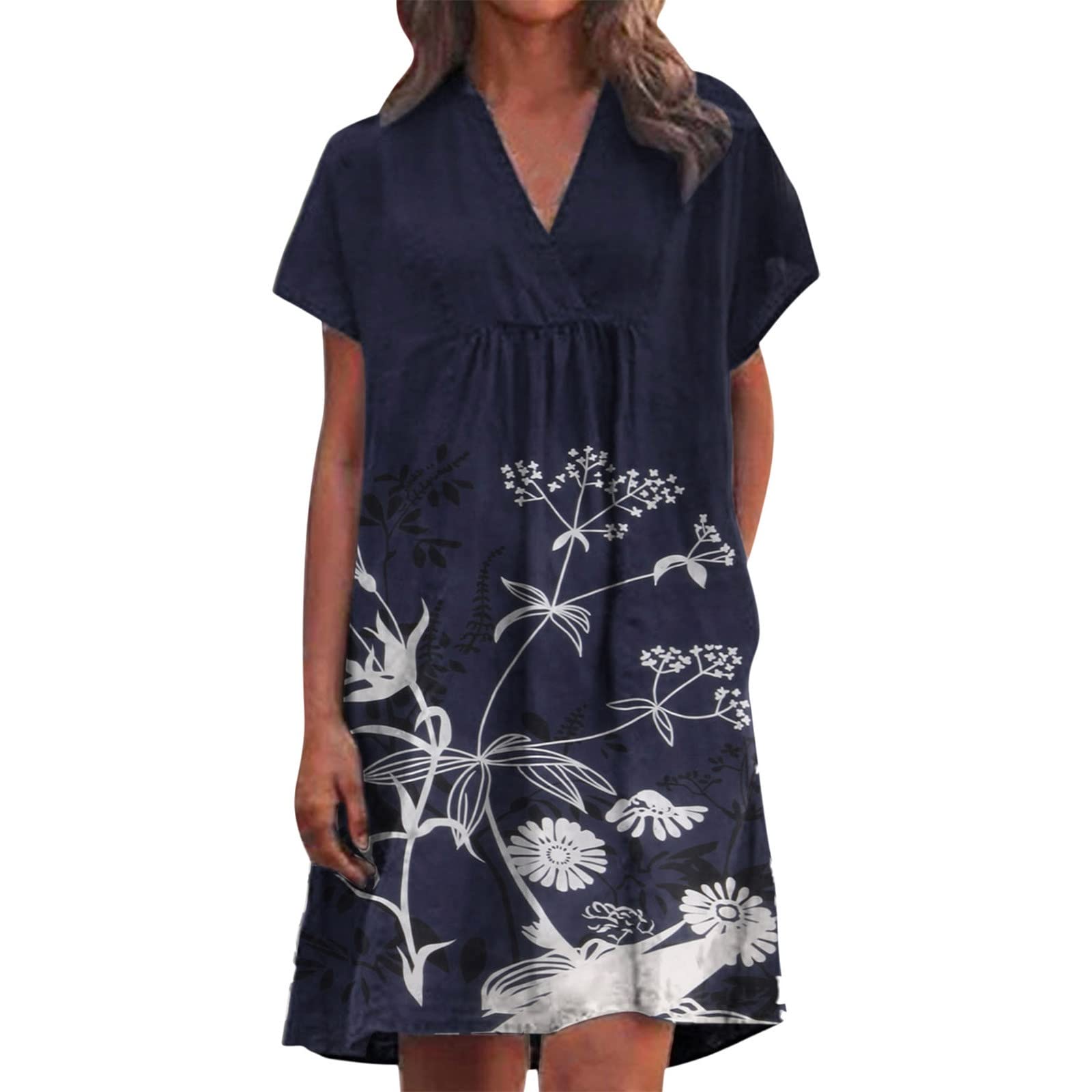Women's Flowy Maxi Sundress - Boho Print V-Neck Casual Summer Dress for Beach, Vacation & Spring Outings