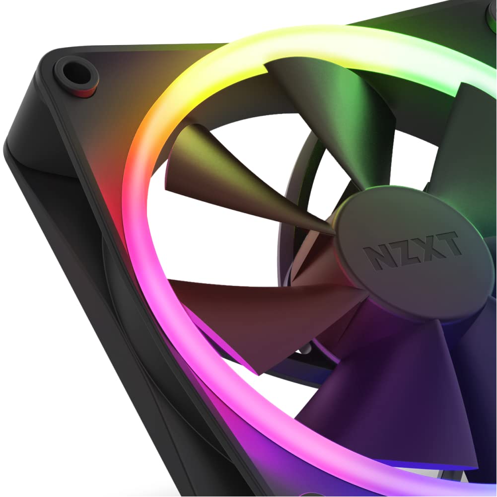 NZXT F120 RGB PC Cooling Fans - 120mm Black Case Fans with Advanced RGB Lighting & Quiet Operation - Triple Pack Includes Fan Controller - Perfect for Gaming PCs, Workstations & Custom Builds