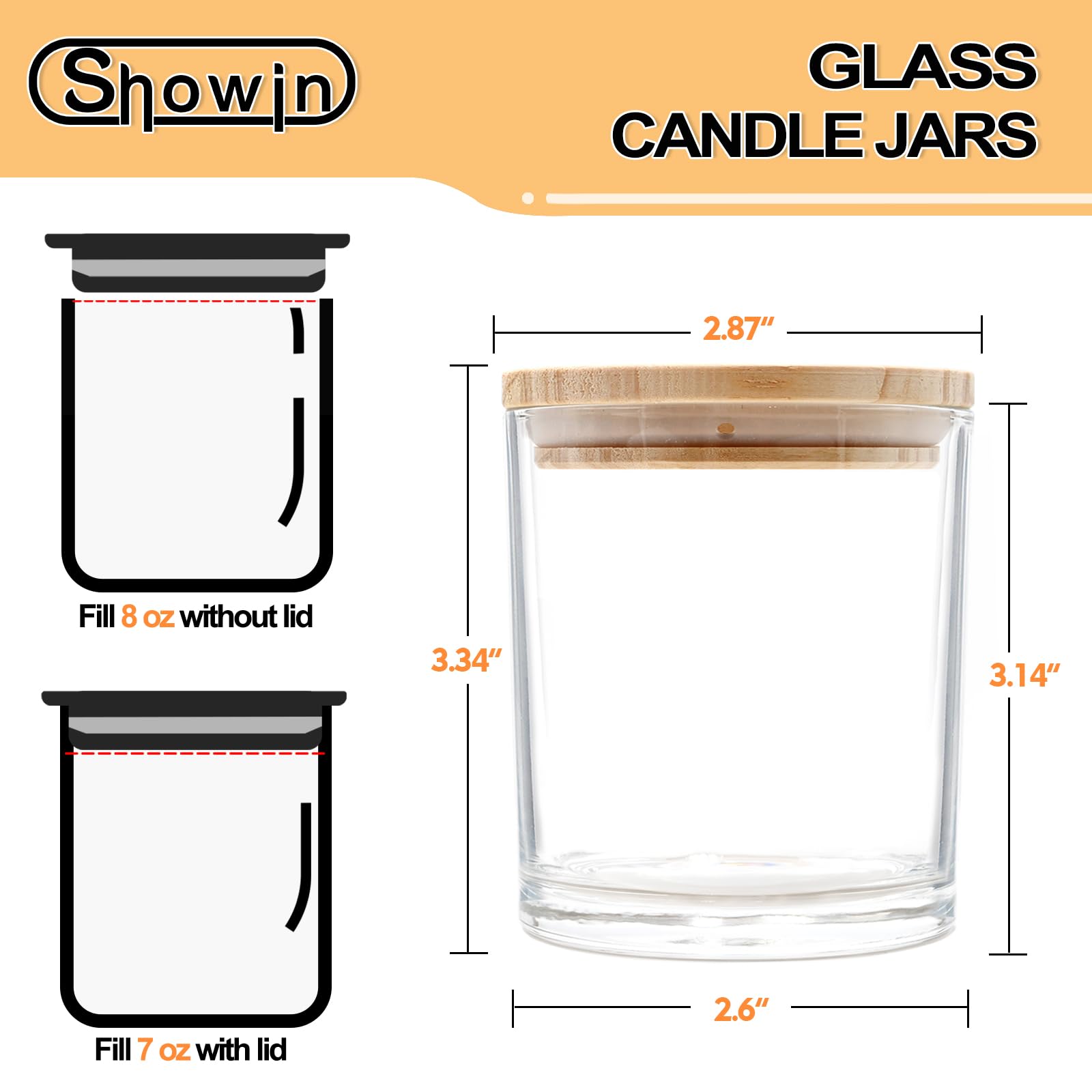8 OZ Thick Clear Glass Candle Jars with Wooden Lids - 15 Pack Empty Containers for DIY Candle Making, Wax Melts, Essential Oils & Home Decor - Perfect for Crafting, Gifts & Aromatherapy