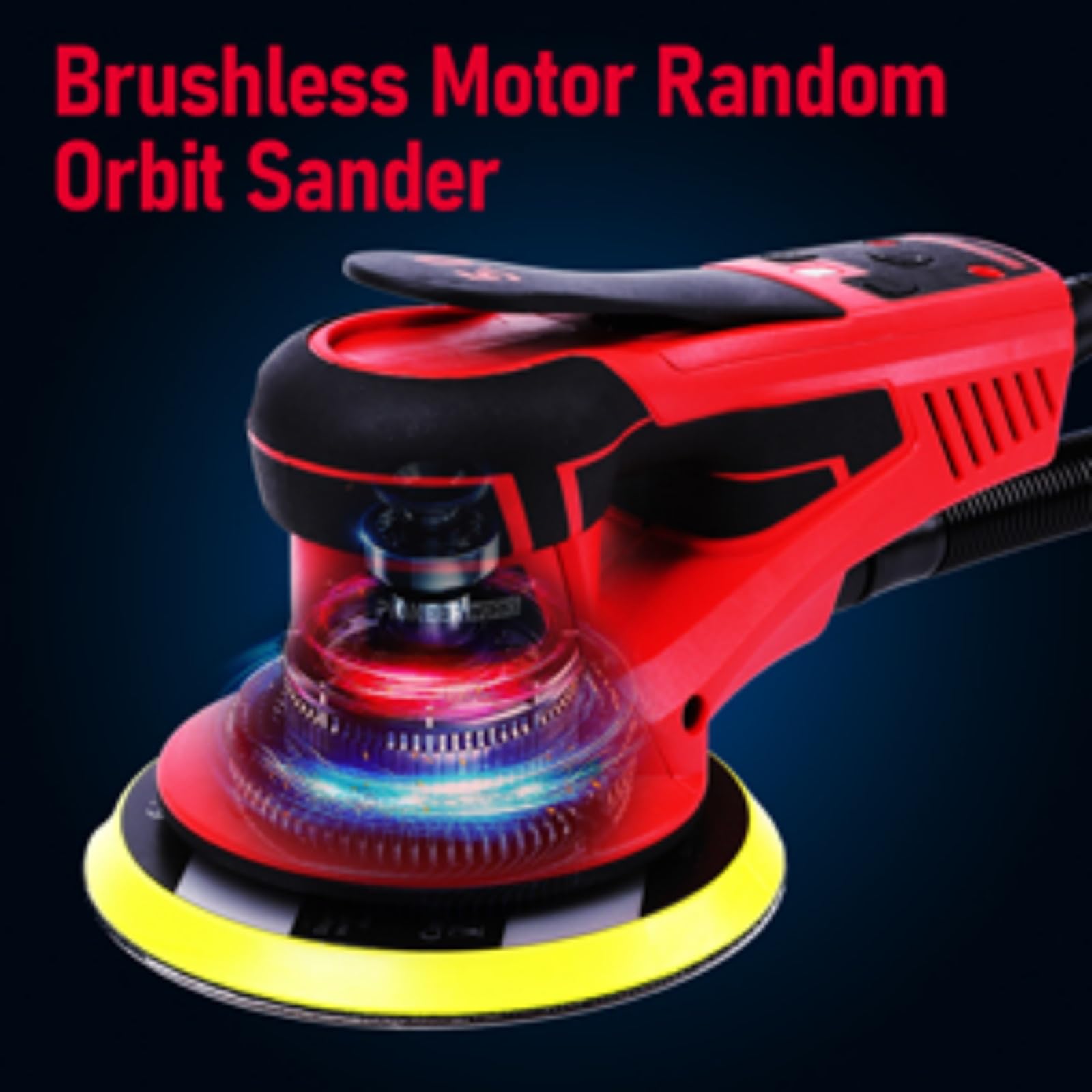 PioneerWorks 6-Inch Electric Random Orbital Sander - 350W Brushless Motor, 10000 RPM, Professional Woodworking & Polishing Tool with 20 Sanding Papers - Perfect for Furniture Refinishing, DIY Projects & Auto Body Work