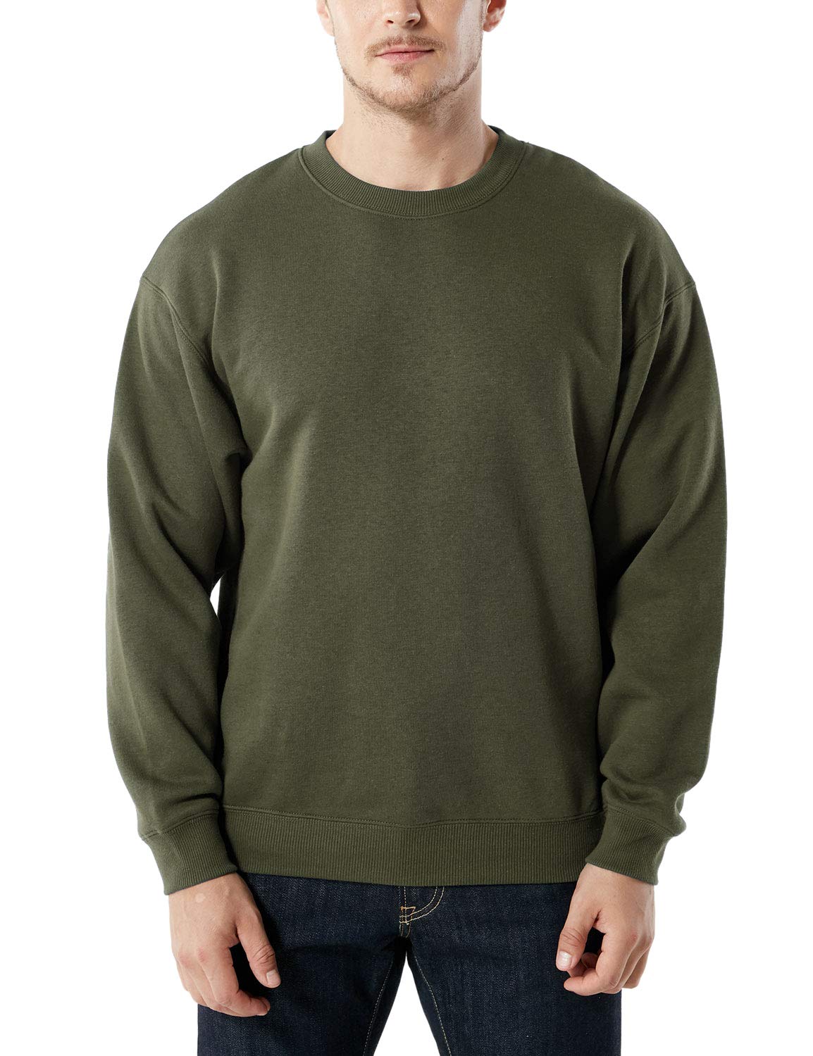 TSLA Men's Fleece Crewneck Sweatshirt - Soft Cotton Blend Thermal Pullover for Winter, Lightweight Workout Shirt - Perfect for Gym, Running & Casual Wear