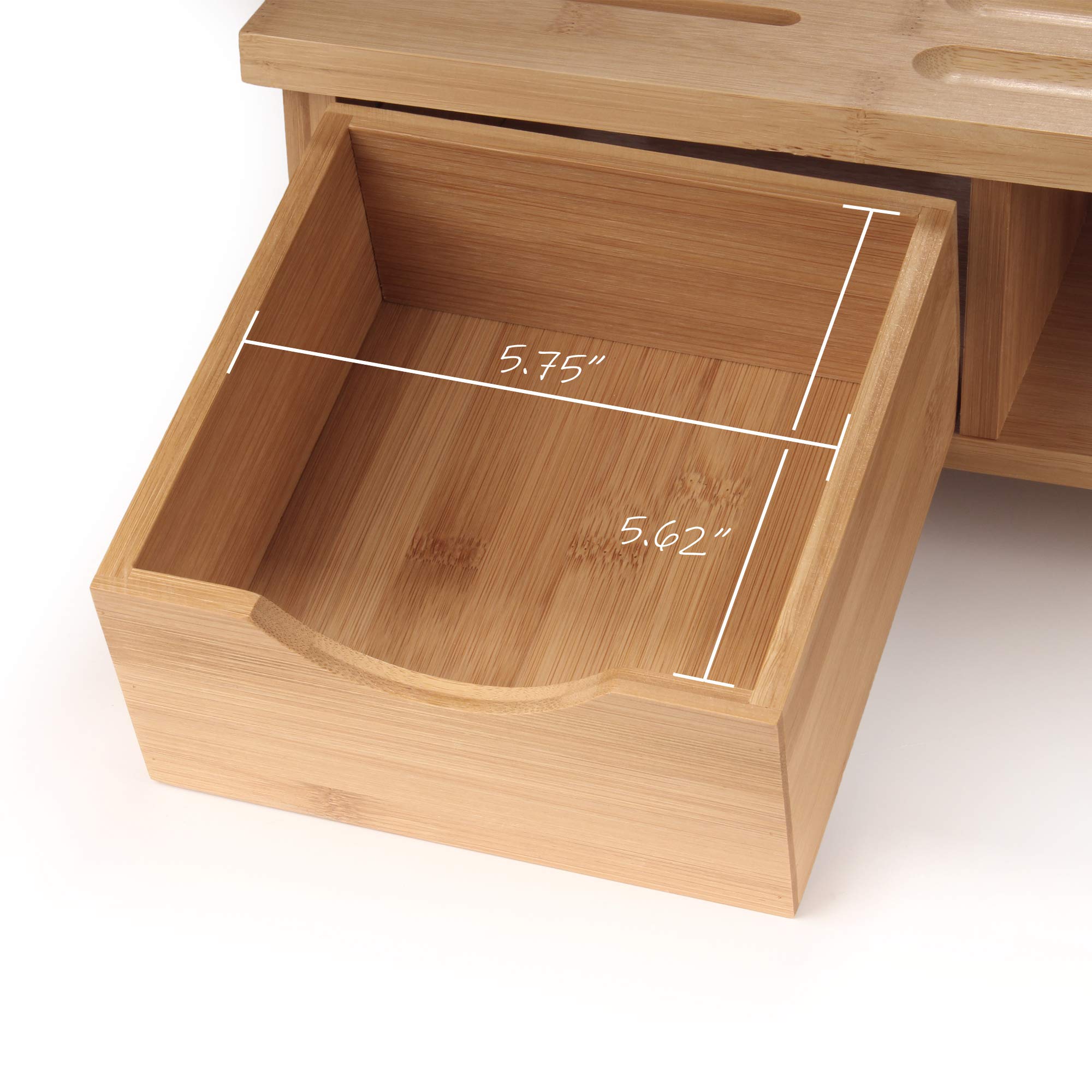 Premium Bamboo Desk Organizer & Laptop Stand Riser - Space Saving Office Storage Solution for Home & Workspace Organization