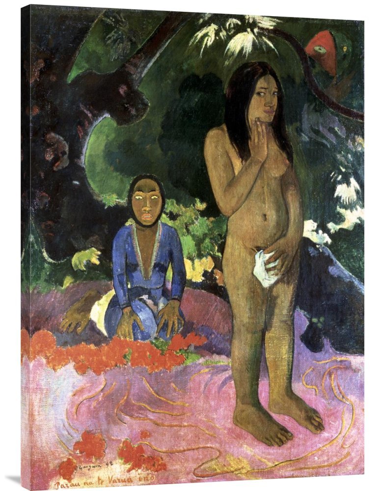 Paul Gauguin 'Talk About The Evil Spirit' Gallery Wrap Canvas Art Print - Premium Giclee Wall Decor for Living Room, Bedroom & Office - 36x142 Inches