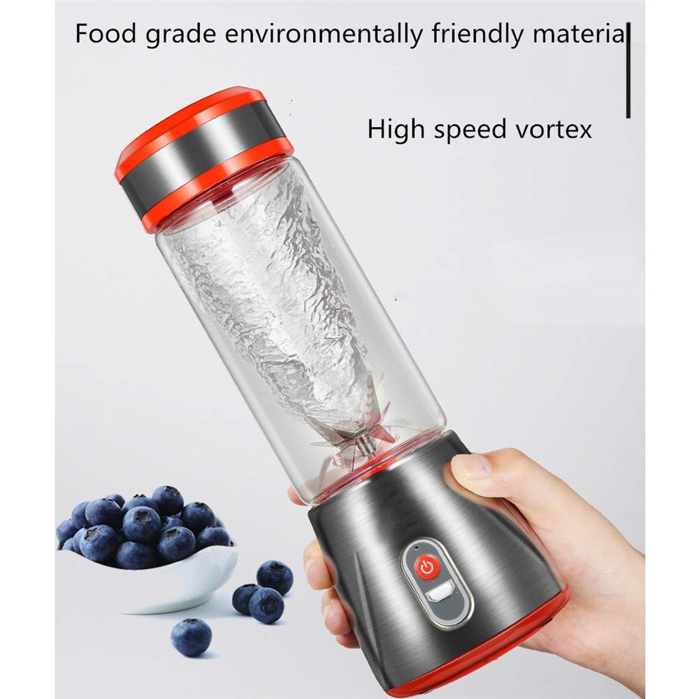 Portable USB Mini Blender Juicer - 6 Blades Smoothie Maker, Rechargeable Personal Blender with Large mAh Battery, Electric Juice Cup for Travel, Gym, Camping & Home - Glass Cup, Purple (Ideal for Smoothies, Protein Shakes & Healthy Drinks On-The-Go)