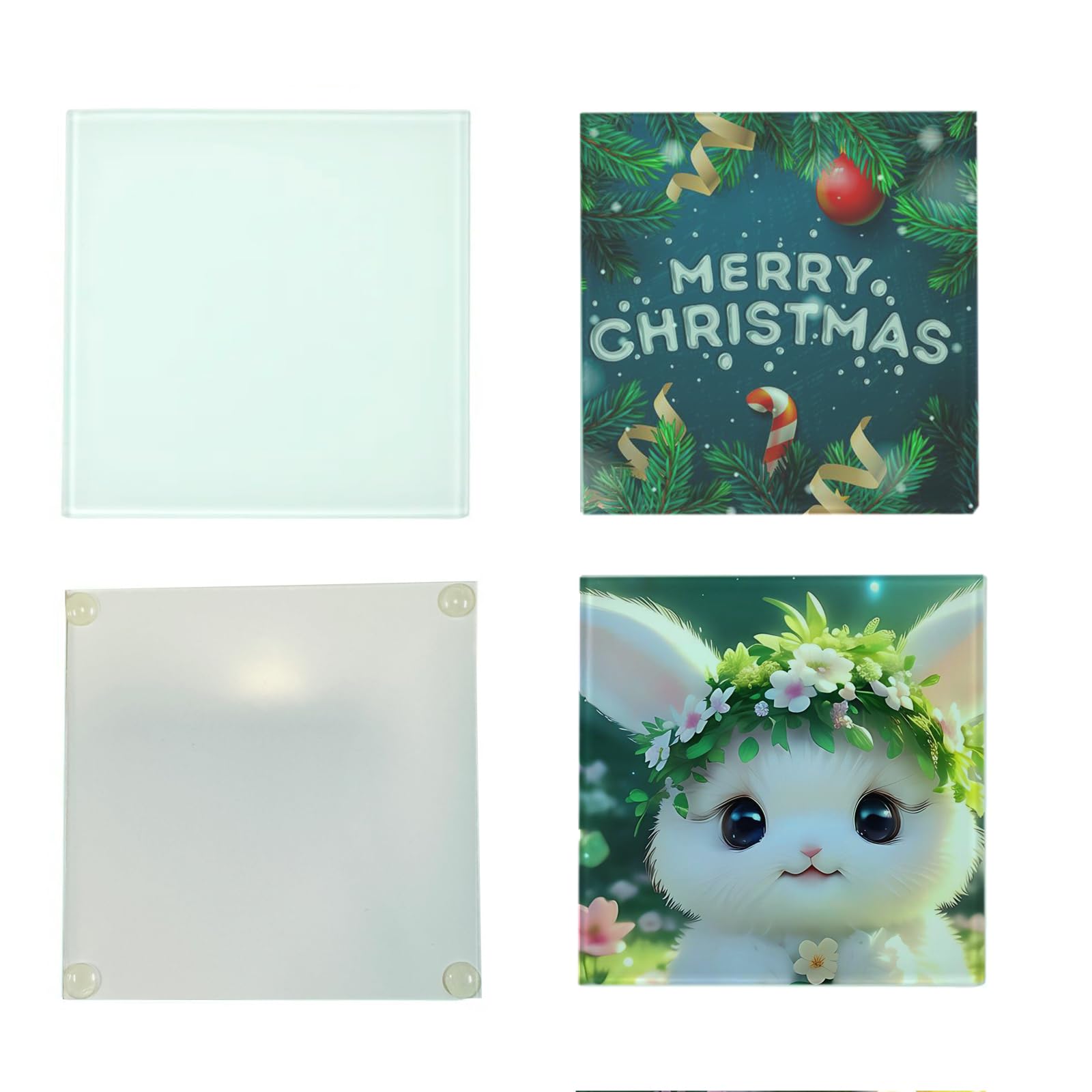 120pcs 3.9x3.9 Inch Square Sublimation Blank Glass Coasters with Non-Slip Foot Pads for Heat Press Transfer - Perfect for Home, Office, Restaurant & Bar Decor