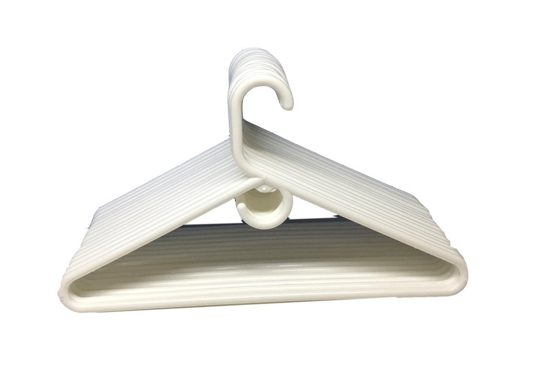 UM24 Heavy Duty Tubular Cloth Hangers - Jumbo Plastic Hangers for Adults, Coats & Suits - White (15 Pack) - Perfect for Closet Organization & Space Saving