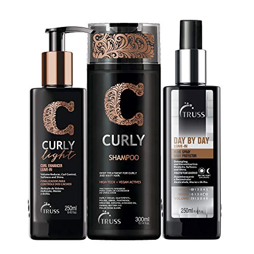 Truss Curly Light Hair Cream Bundle with Curly Shampoo & Heat Protectant Spray for Natural Curls - Hydrating Hair Care Set for Daily Styling & Heat Protection