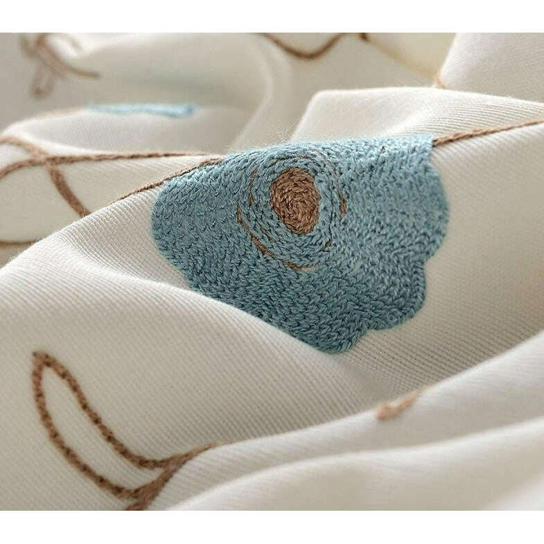 Jason Vine Floral Embroidered Cotton Curtains - Elegant Boho Window Treatments for Living Room, Bedroom & Nursery - Light Filtering & Privacy Sheer Drapes