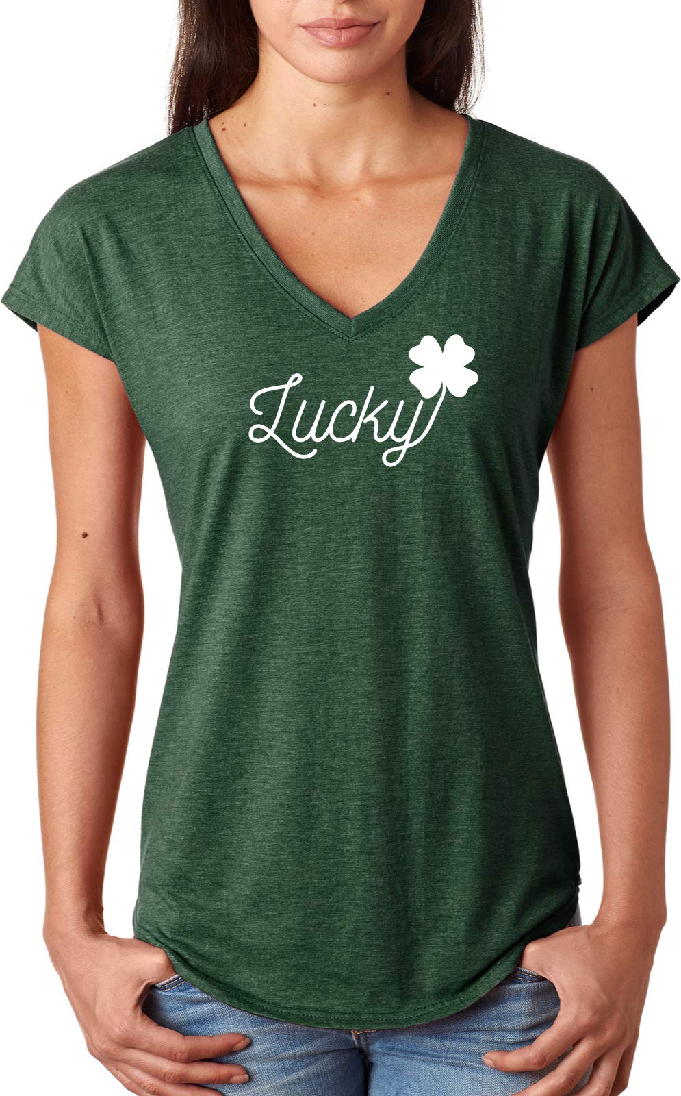 St. Patrick's Day Lucky Ladies Tri-Blend V-Neck T-Shirt | Soft Comfortable Fit for Women | Perfect for Parties, Parades & Irish Celebrations