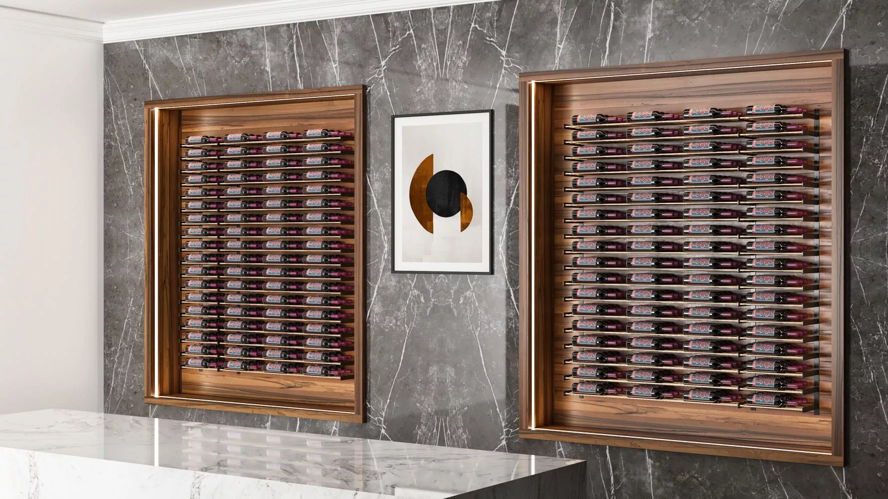 VintageView Evolution 75-Inch Wall Mounted Wine Rack Kit - Holds 15 to 45 Bottles - Space Saving Wine Storage Solution for Home Bar, Kitchen, Dining Room & Wine Cellar Organization
