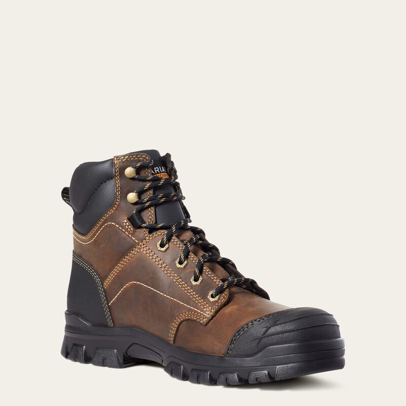 Treadfast 6 Steel Toe Work Boots for Men - OSHA Approved Safety Shoes with Slip & Water Resistant Sole - Ideal for Construction, Warehouse & Industrial Work