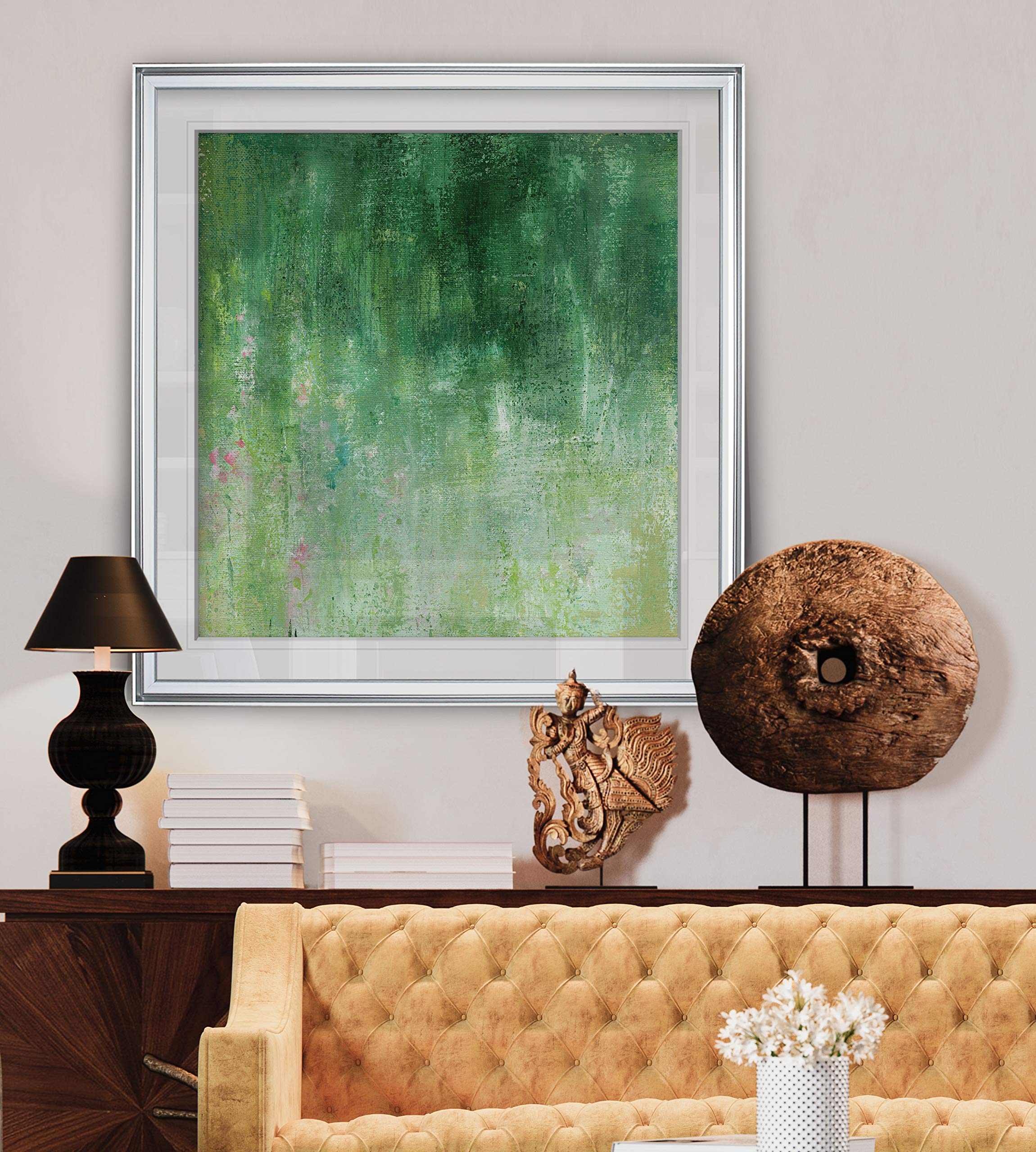 Wexford Home Abstract Artwork - Cealdon Garden Contemporary Framed Canvas Painting, Modern Wall Decor, Giclee Print, 38x38 Inches, Silver - Perfect for Living Room, Bedroom & Office Decor