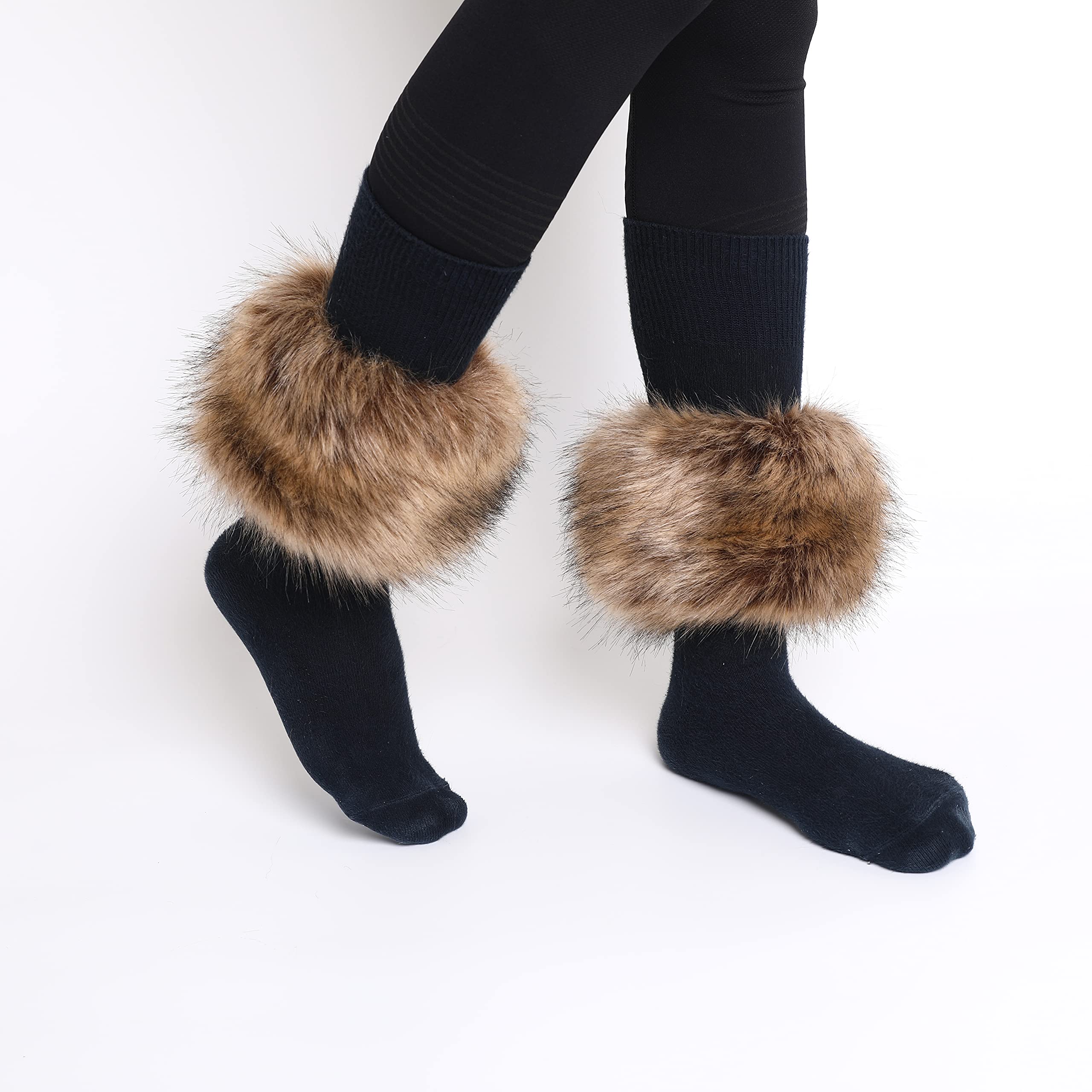 Dikoaina Faux Fur Wrist Cuffs - Winter Furry Bands Fox Fur Wrist Warmer, Arm Warmer, Leg Warmer (1 Pair) - Cozy Accessories for Cold Weather, Fashion Statement, Perfect for Winter Outfits and Outdoor Activities