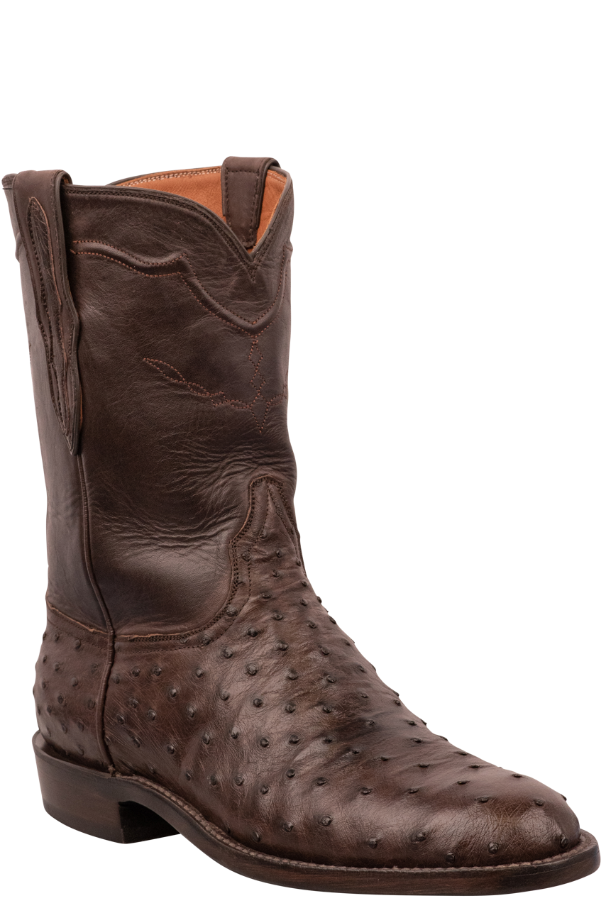 Premium Black Jack Full Quill Ostrich Roper Boots in Chocolate Brown - Western Cowboy Boots for Men, Durable & Comfortable for Riding, Work, and Everyday Wear