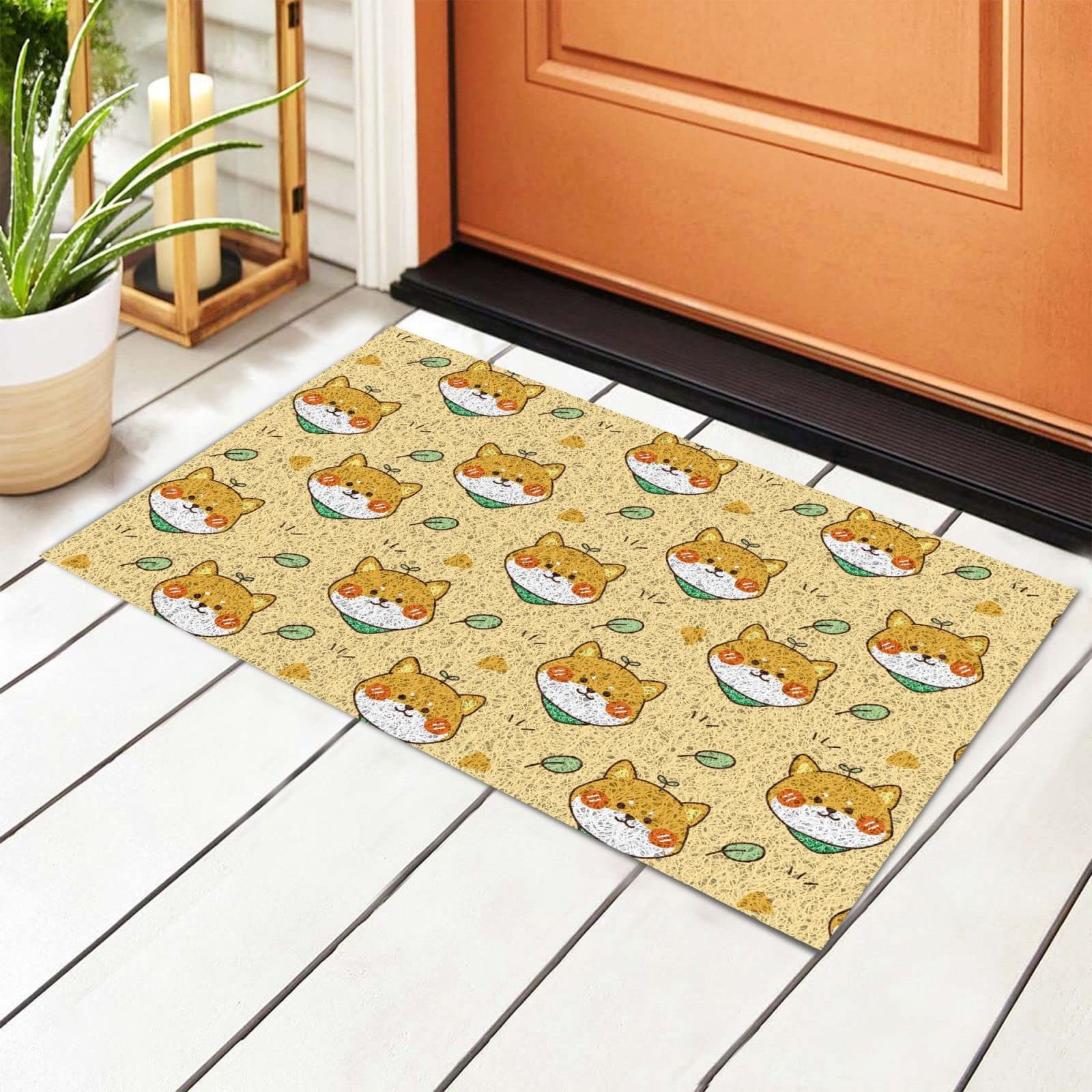 BoeHiop Personalized Non-Slip Absorbent Welcome Door Mat for Dogs & Leaves - Indoor/Outdoor Home Decor Rug for Front Door, Porch & Entryway - Perfect for Pet Owners & Seasonal Decor