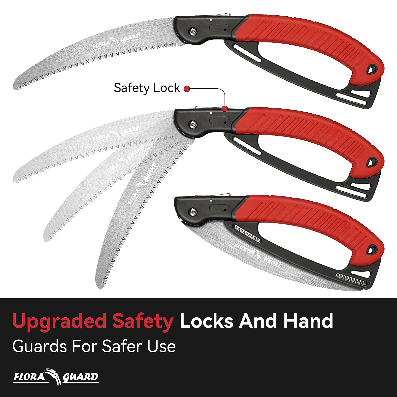 FLORA GUARD 10-Inch Folding Hand Saw - Heavy Duty Pruning Saw with Multi-Level Razor Teeth for Wood Cutting, Tree Trimming & Gardening | Professional Camping, Outdoor Survival & DIY Tool for Woodworkers, Arborists & Gardeners