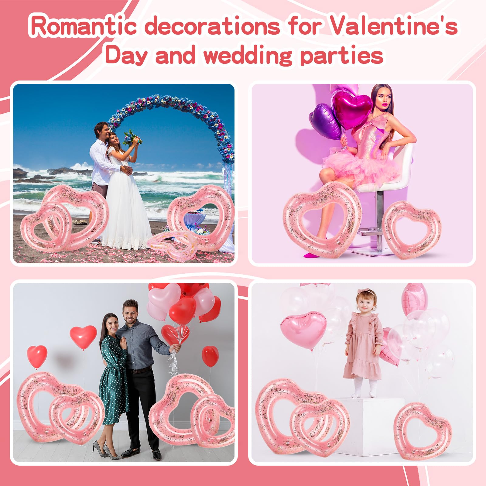 6 Pcs Heart Pool Floats, 43