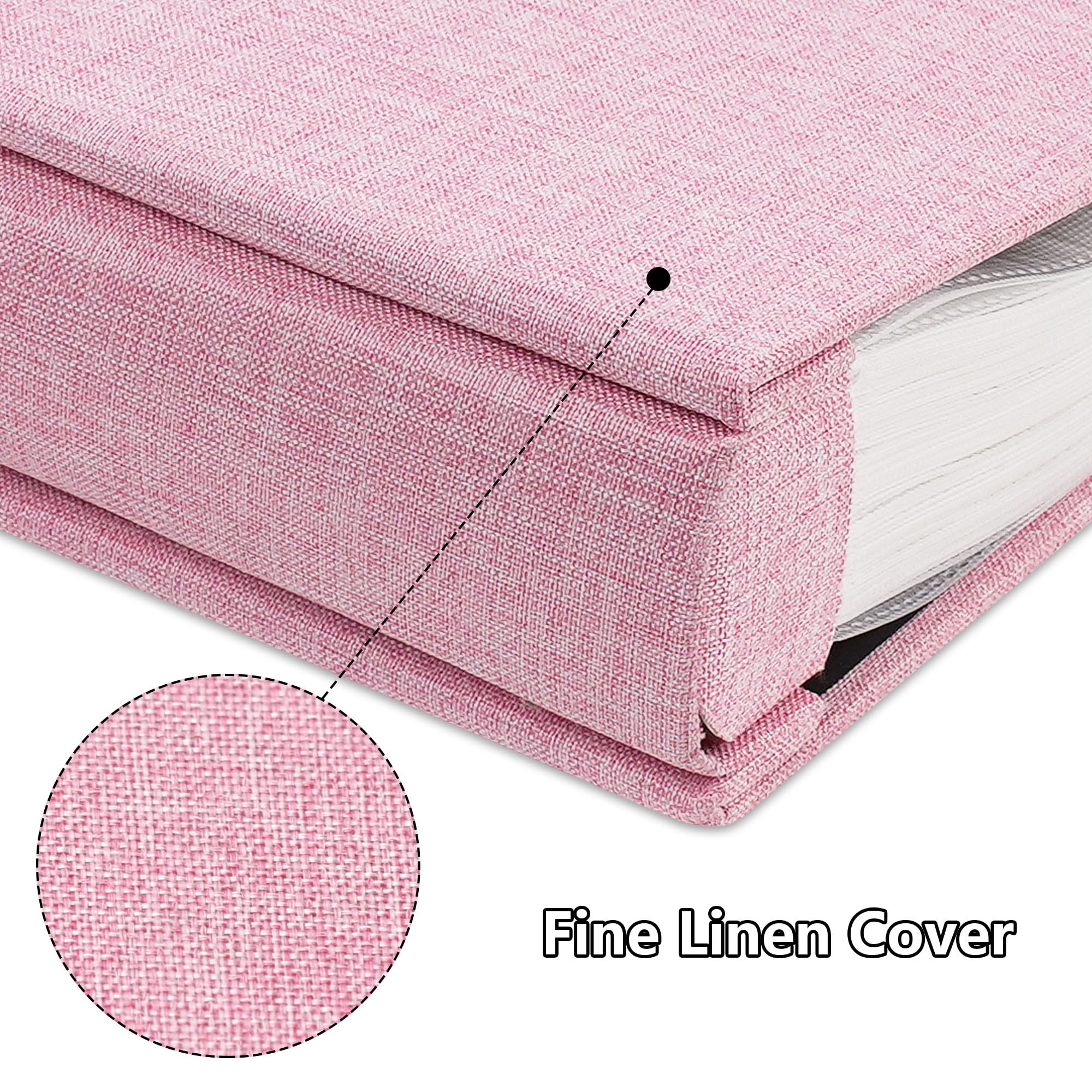 Large Capacity 4x6 Photo Album with Linen Cover - 1000 Pockets for Family, Wedding & Baby Pictures | Holds Vertical Photos | Pink Photo Book for Home Decor, Gift Giving & Memory Preservation