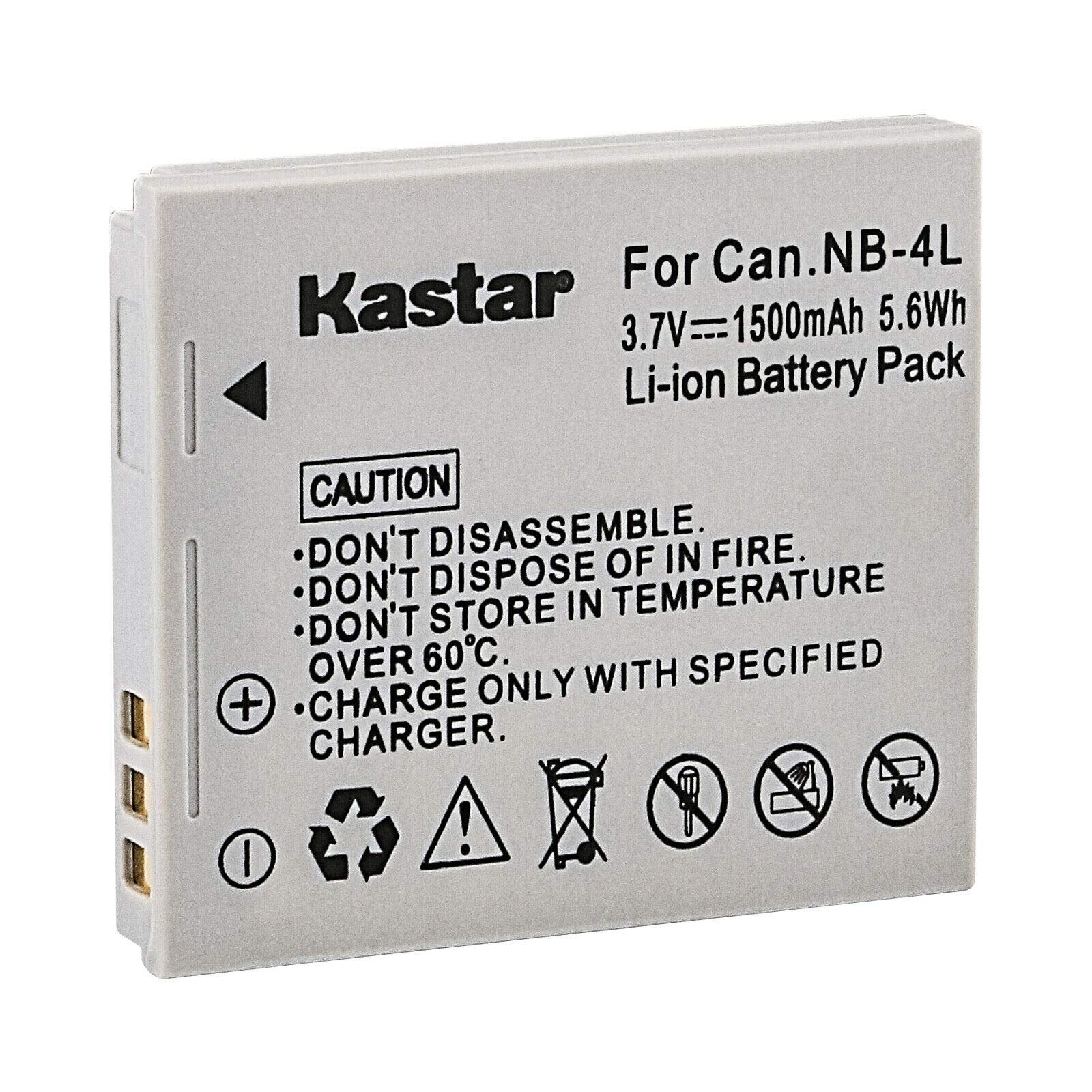 Kastar 2-Pack NB-4L Battery and LTD2 USB Charger Replacement for Canon IXUS i Zoom, i7 Zoom, Wireless, 30, 40, 50, 55 - Perfect for Travel Photography & Backup Power