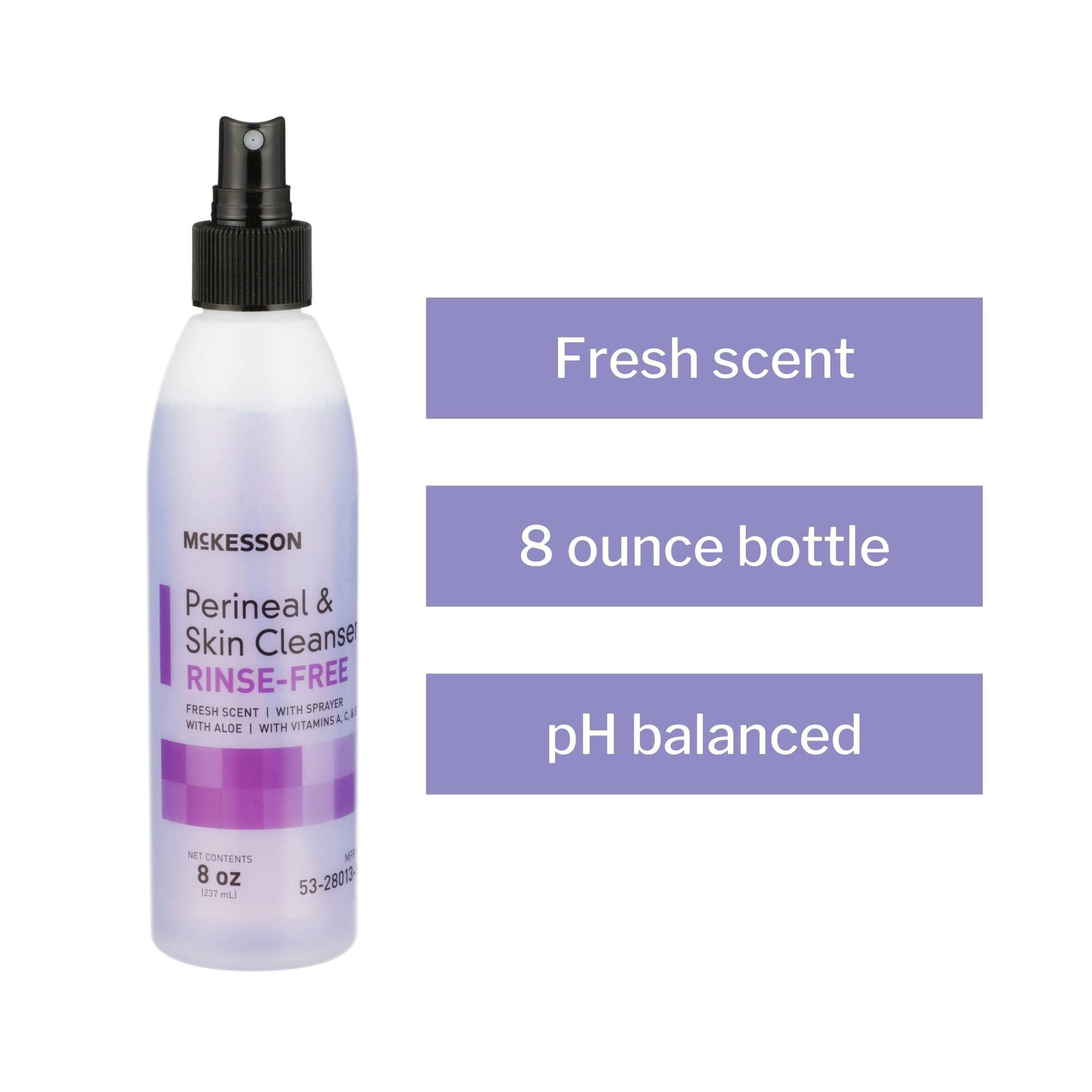 McKesson Rinse-Free Perineal Skin Cleanser, 8 oz (48 Count) - Fresh Scent for Gentle Hygiene Care | Ideal for Bedridden Patients, Postpartum Care & Elderly Skin Cleansing