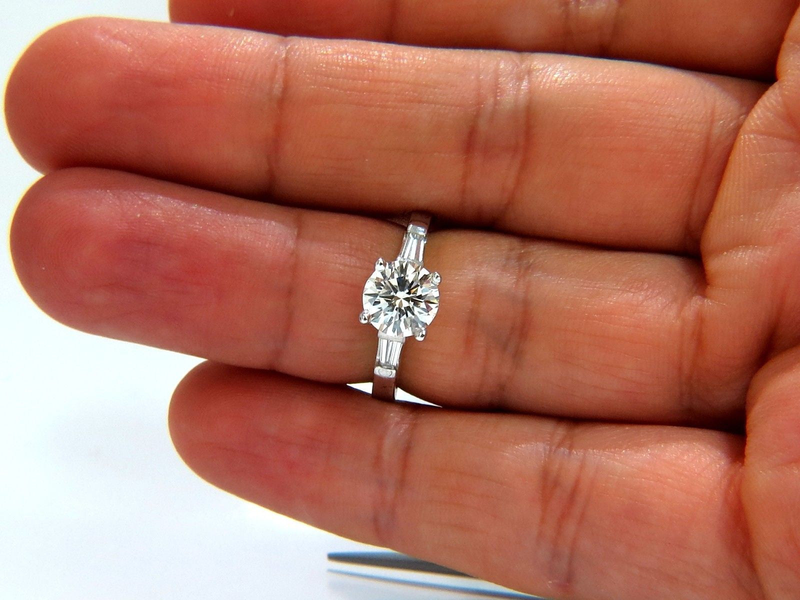 1.51ct GIA Certified Round Brilliant Diamond Engagement Ring with 0.30ct Baguette Side Stones in Platinum - Perfect for Proposals, Anniversaries & Special Occasions