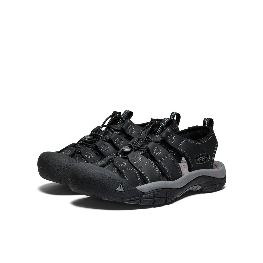 Men's Newport Leather Sandal - Comfortable & Stylish Black/Steel Grey Sandals for Casual Wear & Outdoor Activities