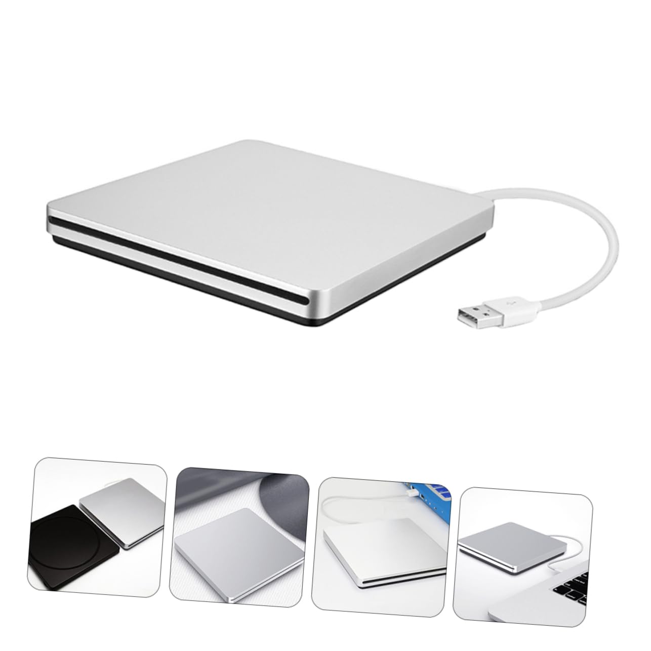 Mikikit USB 3.0 External DVD Burner CD ROM Drive for Laptop & Desktop - Portable Optical Drive with Fast Burning Speed (Silver Grey) - Perfect for Watching Movies, Burning CDs/DVDs, Data Backup & Software Installation