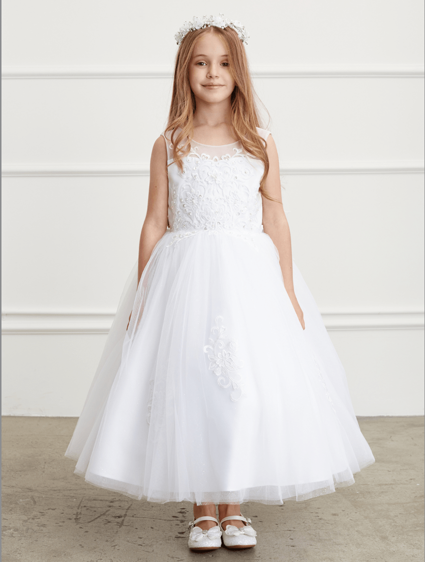 Norma Reed Girls' Sweetheart Neckline Illusion Dress #TK5818 | Elegant Party Gown for Birthday, Wedding & Special Occasions