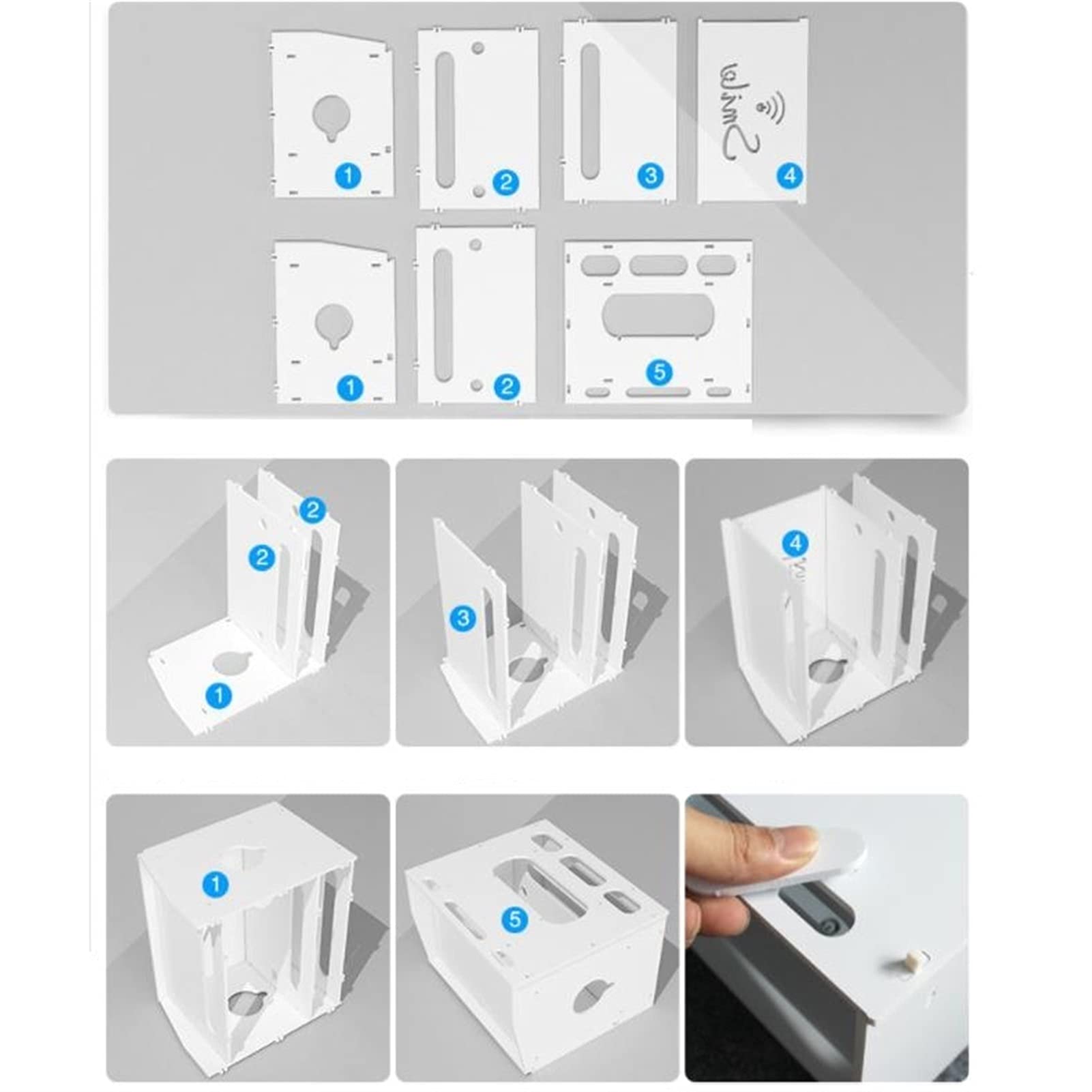 WiFi Router Storage Box with Cable Management - Wall Mountable Organizer for Power Strips, Modems & Electronics - White Desktop Shelf (26x18x26cm) - Perfect for Home Office & Living Room Organization