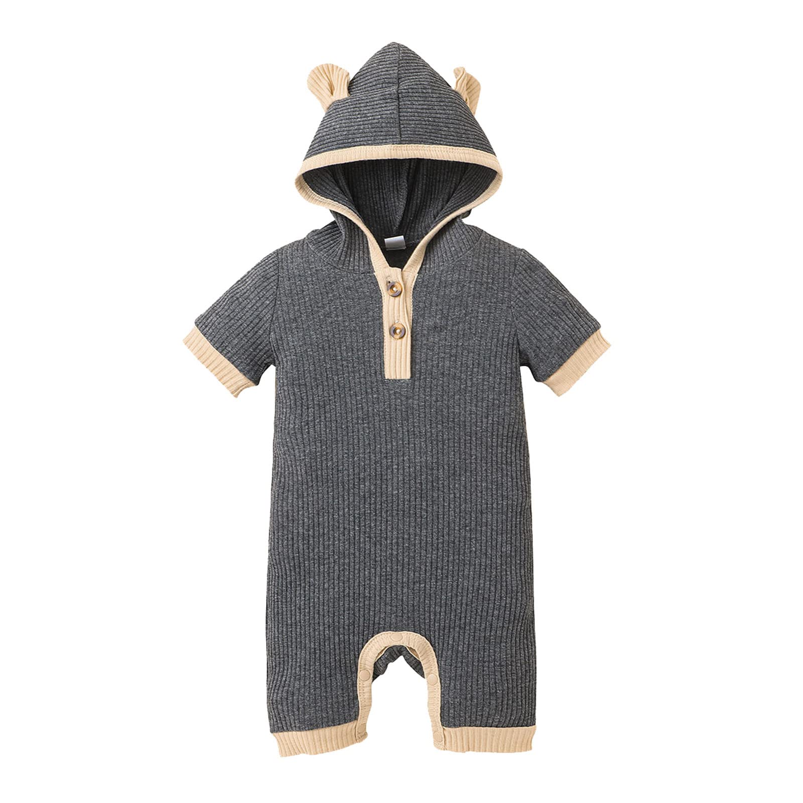 Egbsmy Newborn Baby Hooded Romper Jumpsuit - Short Sleeve Solid Color Hoodies for Infant Boys & Girls - Perfect for Playtime, Photo Shoots, and Everyday Comfort