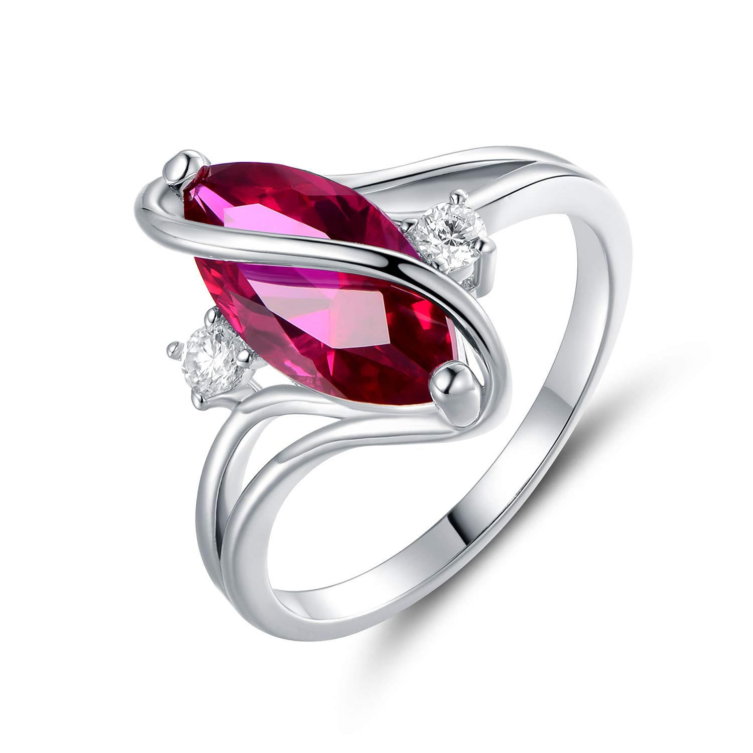 Barzel Rose Gold & White Gold Plated Ruby, Opal & Cubic Zirconia Accent Ring for Women | Elegant Jewelry Gift for Anniversary, Valentine's Day & Special Occasions