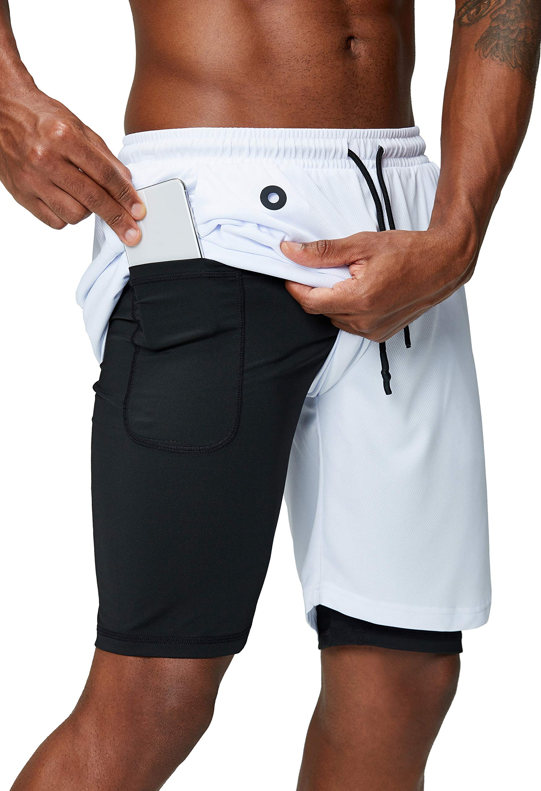 Pinkbomb Men's 2-in-1 Running Shorts with Phone Pocket - Quick Dry Gym Workout Shorts for Men | Perfect for Jogging, Training & Outdoor Activities