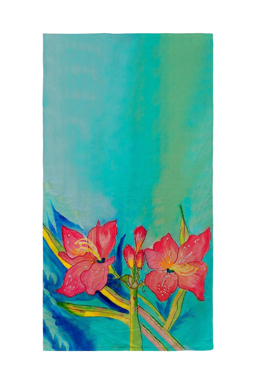 Betsy Drake Pink Amaryllis Beach Towel - Soft, Absorbent & Quick-Drying - Perfect for Pool, Beach & Summer Vacations