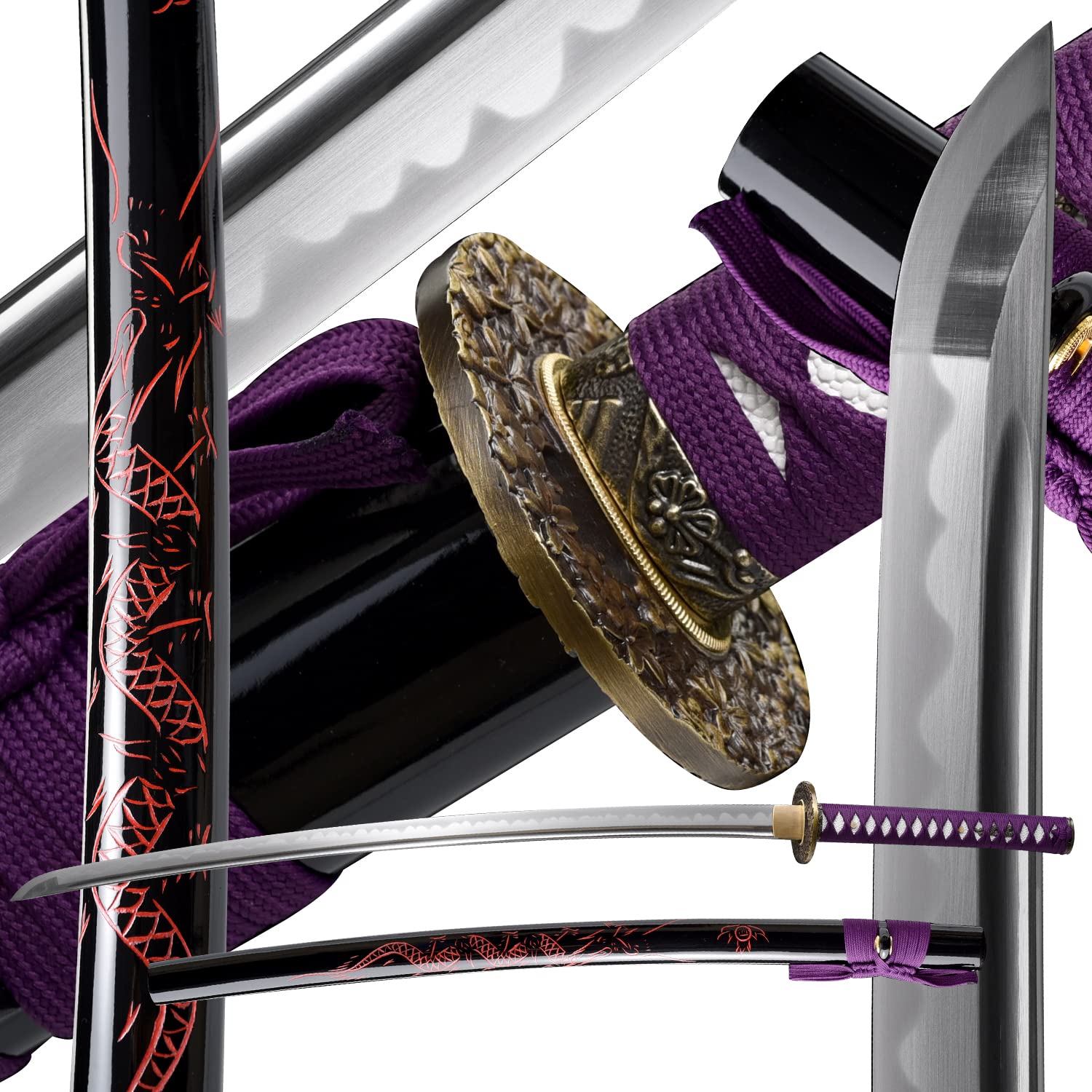 Authentic Japanese Hand-Forged Katana Sword - High Carbon Steel Samurai Katana with Full Tang Blade - Traditional Anime Inspired Katana Collection for Martial Arts, Cosplay & Display