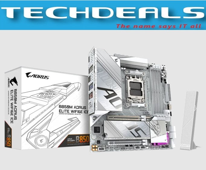 Gigabyte B850M AORUS ELITE WF6E ICE AM5 Micro ATX Motherboard - DDR5, PCIe 4.0, WiFi 6E - Perfect for Gaming PC Builds & Content Creation Workstations