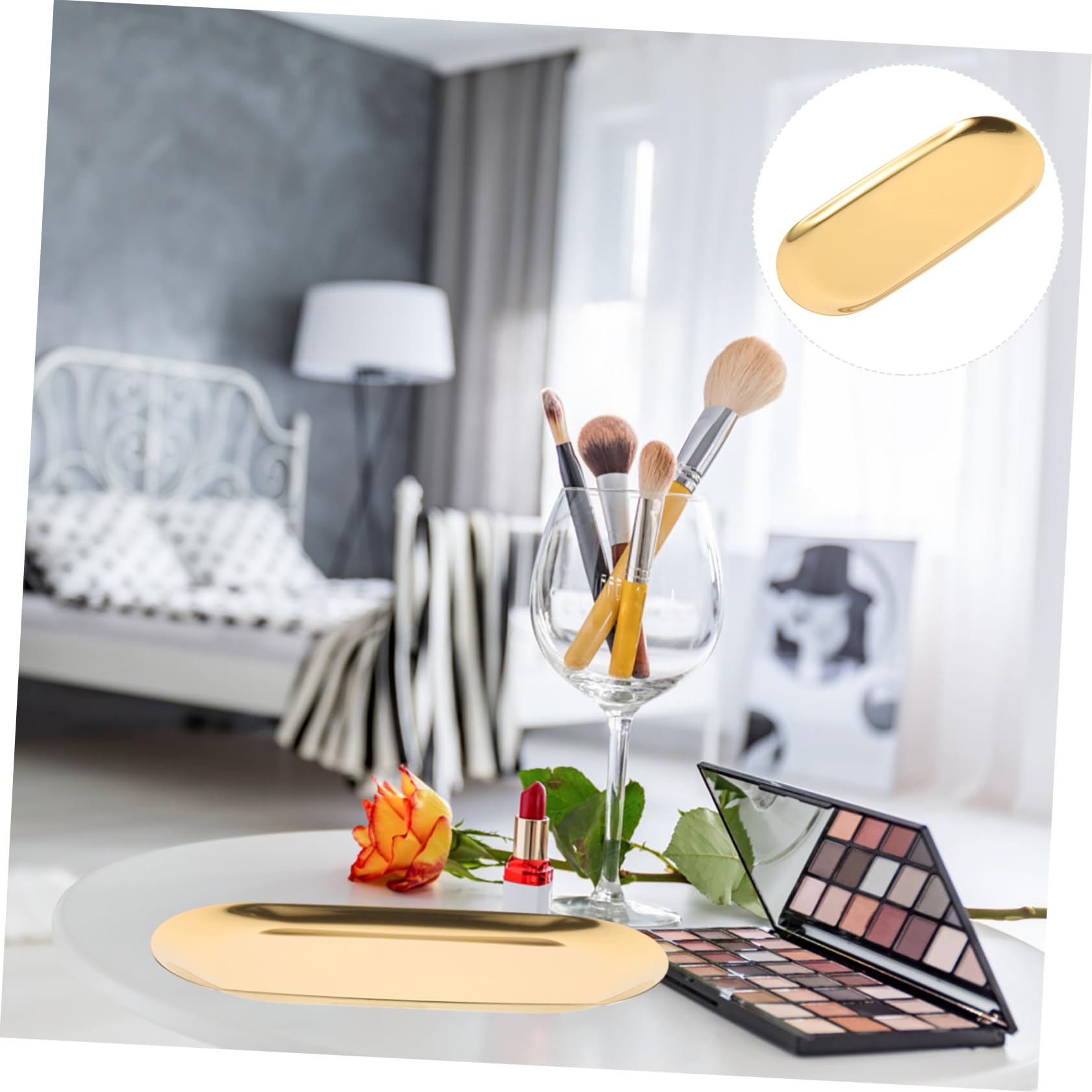 2-Piece Stainless Steel Golden Tiered Jewelry Tray Set with Clear Lids - Multi-Purpose Serving Tray for Charcuterie, Cake, Perfume & Home Decor - Perfect for Parties, Kitchen Storage & Vanity Organization