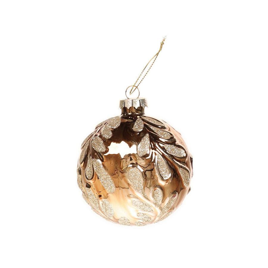 JLINE Christmas Glass Ornament Ball Set - 6 Pack 8cm Shiny Gold Decorations for Holiday Tree, Home, Party & Gift Giving