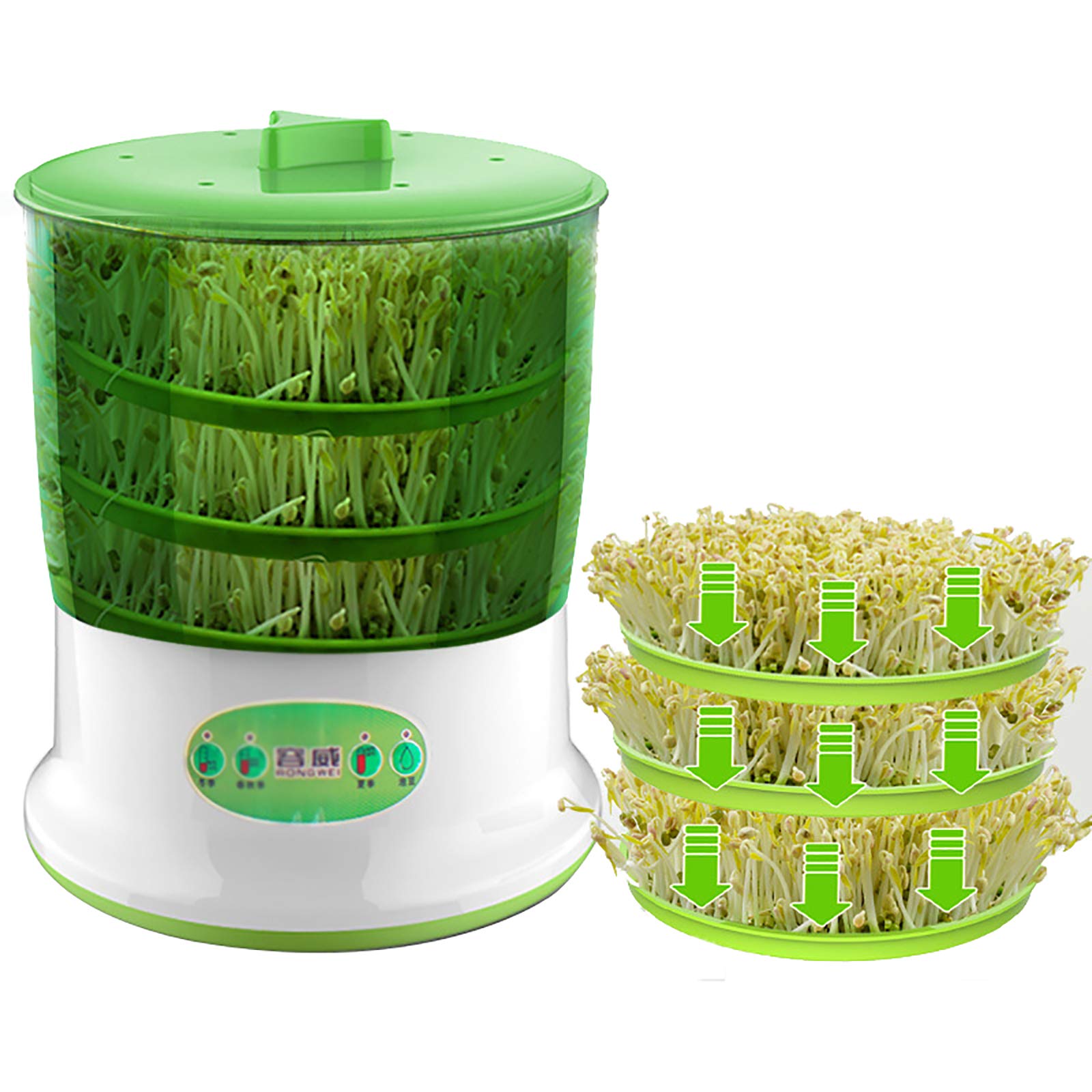 Automatic Bean Sprouts Maker Machine - 2/3 Layer Large Capacity Sprouter for Seeds & Grains, Food Grade PP Material | Perfect for Home Gardening, Healthy Eating & Organic Food Preparation